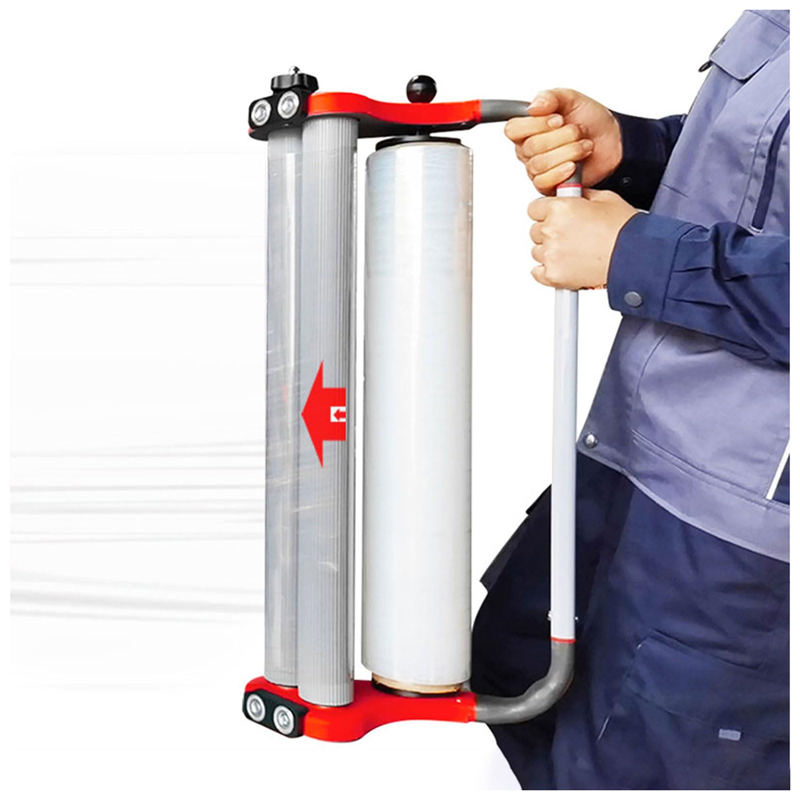 SUZLAZYR Heavy Duty Stretch Film Dispenser - Industrial Pallet Wrapper with Double Rollers & Tension Control for 12