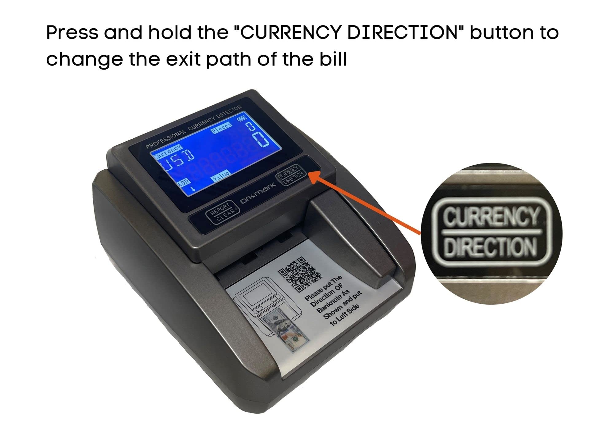 Dri Mark Counterfeit Detector Machine - 5-in-1 Automatic Bill Checker with Magnetic, Infrared & Watermark Detection | Compact Portable Money Validator for Cashiers, Banks & Retail Stores
