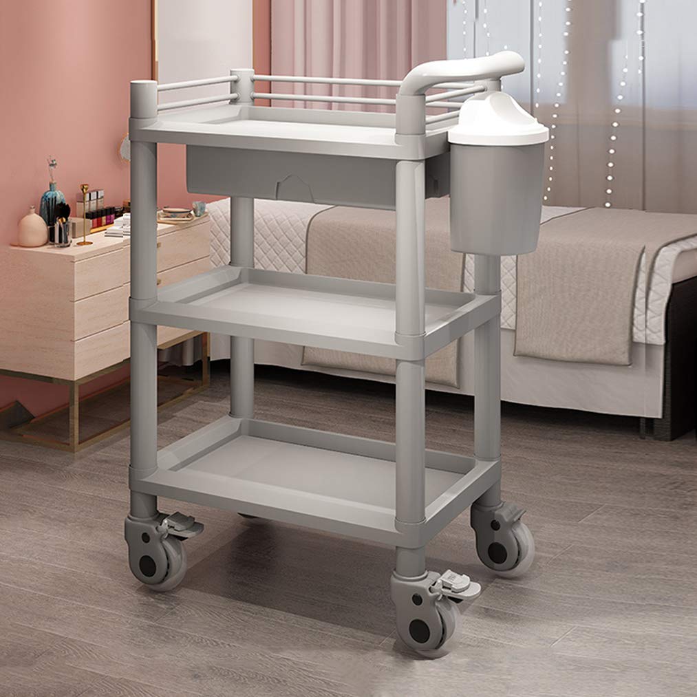 2-Tier & 3-Tier Rolling Storage Cart with Utility Handle - Multifunctional Kitchen Cart, Beauty Salon Trolley, Serving Cart & Makeup Organizer - Perfect for Home, Salon, Office & Restaurant Use