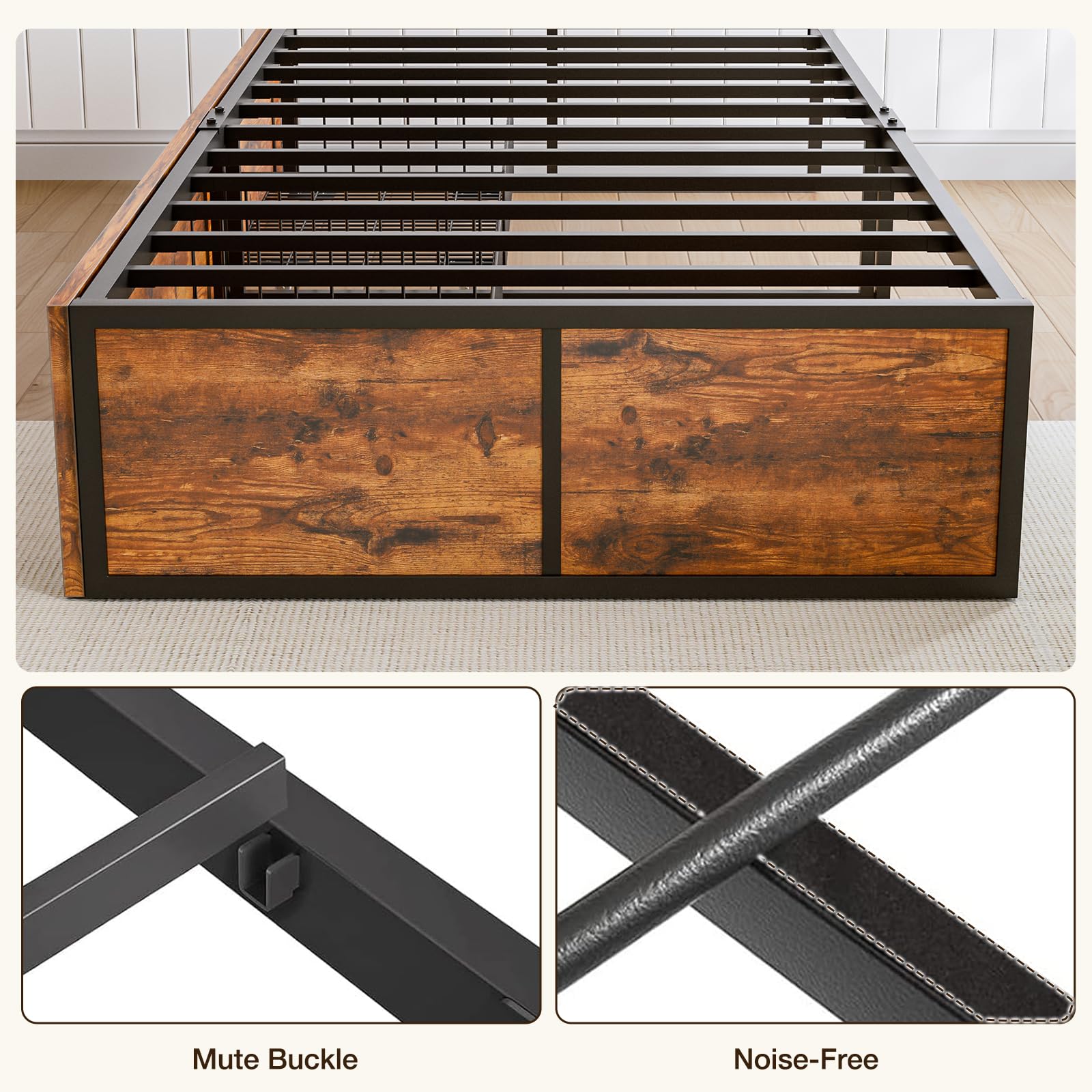 GAZHOME Twin Bed Frame with 2 XL Storage Drawers - Sturdy Metal Platform Bed with Footboard, 9 Reinforced Slats (No Box Spring Required) - Easy Assembly Space-Saving Design for Small Bedrooms, Dorms & Guest Rooms