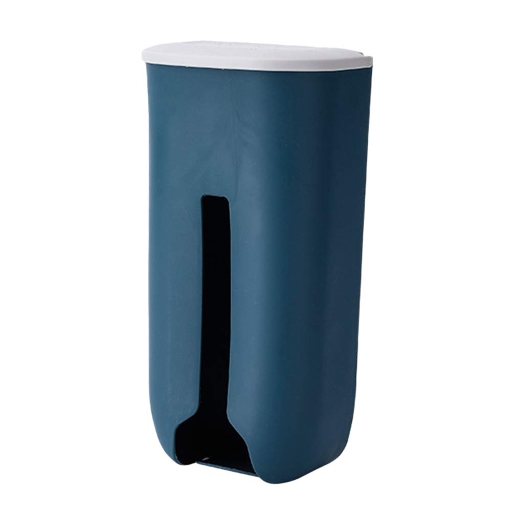 Housoutil Wall-Mounted Plastic Bag Holder & Dispenser - Dark Blue Grocery Bag Organizer for Kitchen, Pantry, and Laundry Room - Space-Saving Storage Solution for Plastic Bags