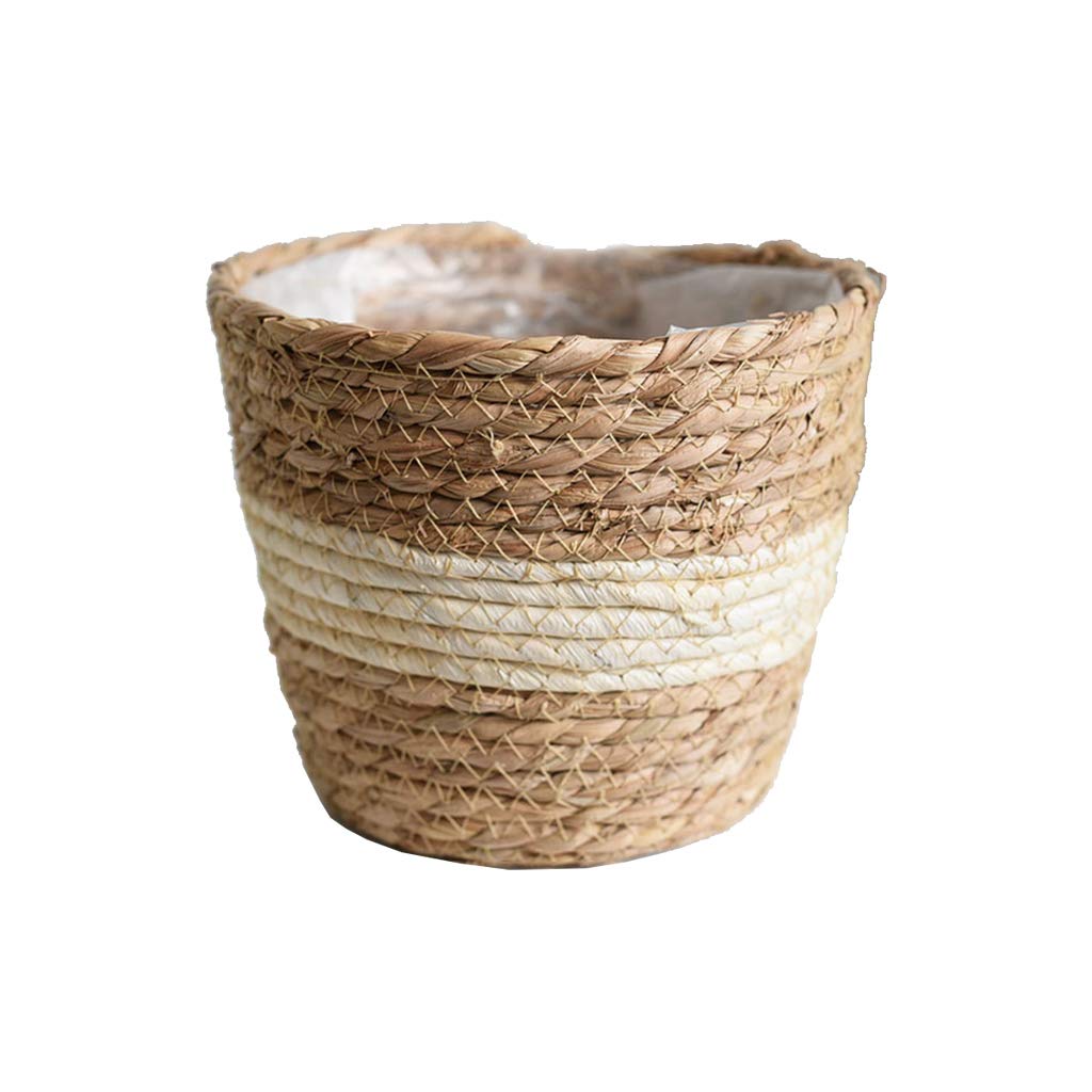 Nordic Handmade Straw Storage Basket - Woven Plant Holder for Indoor & Outdoor Decor, Flower Pot Cover, Home Living Room Bedroom Organizer | Perfect for Boho Farmhouse Style, Shelf Display & Gift Giving
