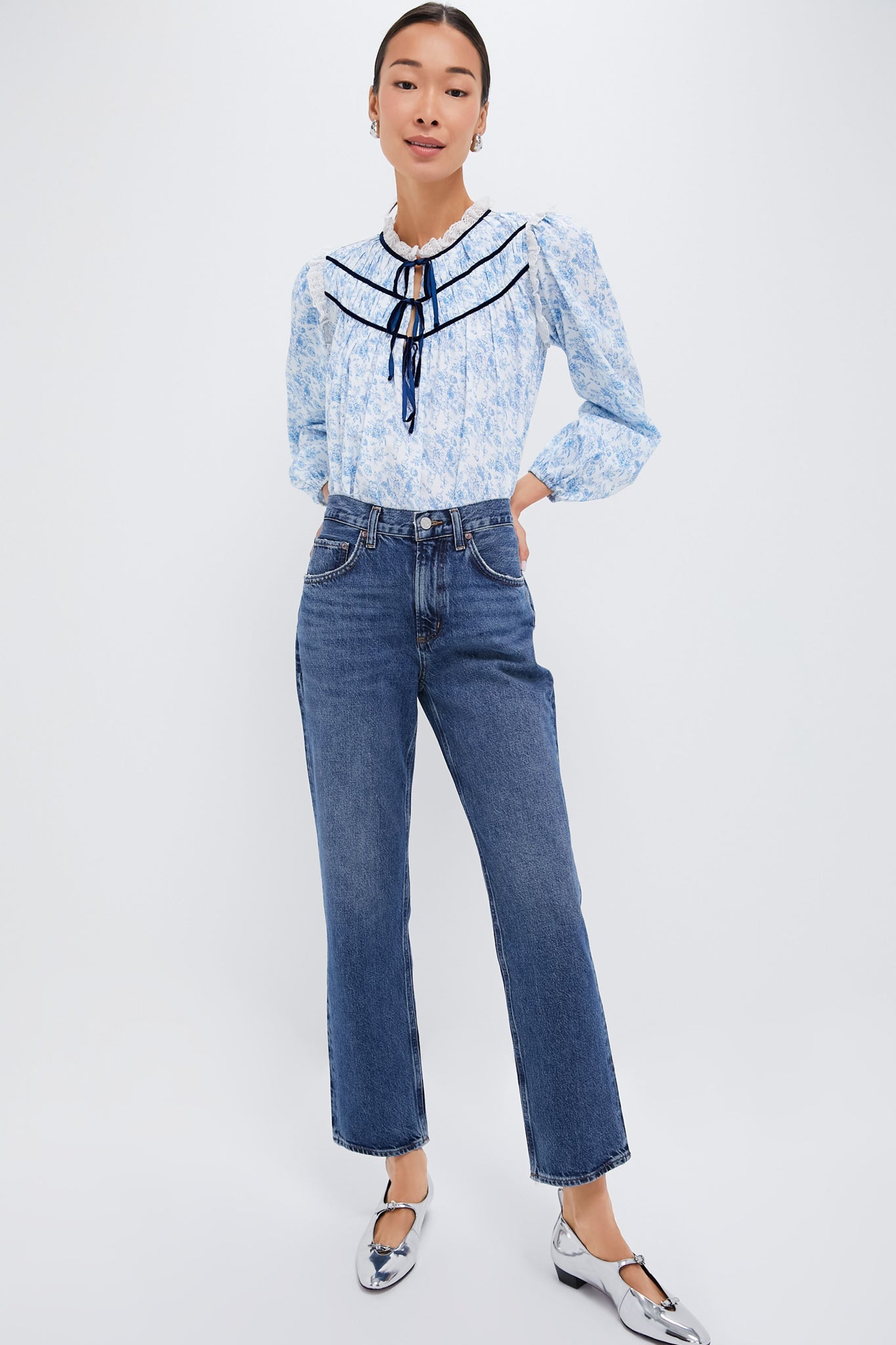 Blue Rose Colette Top - Women's Floral Print Blouse for Casual & Party Wear | Elegant Summer Tops for Date Night & Office Outfits