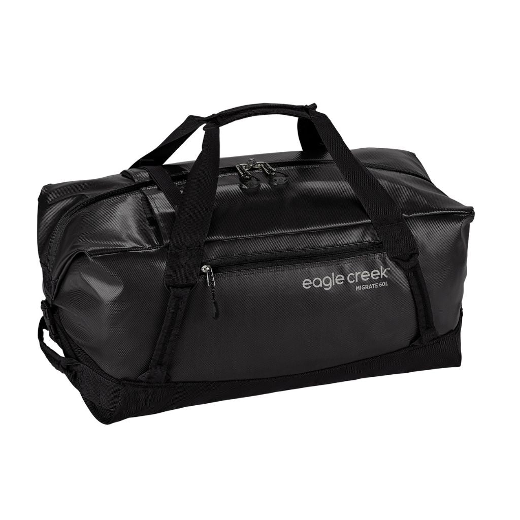 Eagle Creek Migrate 60L Ultra Tough Duffel Backpack - Waterproof Travel Duffel Bag with Shoulder Straps for Camping, Hiking & Adventure Travel - Black