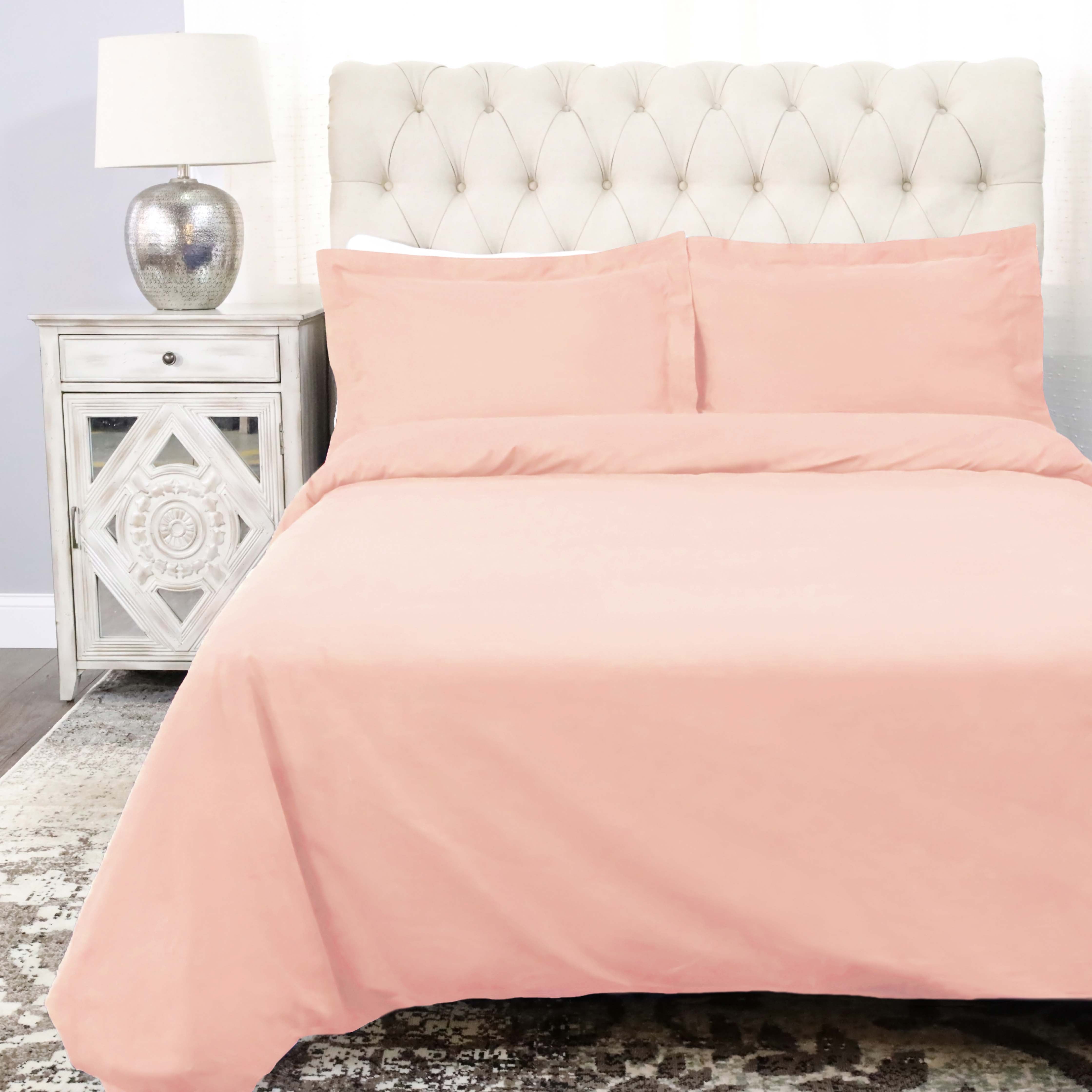300 Thread Count Cotton Percale Solid Duvet Cover Set - Queen Size, Breathable & Soft Bedding Set for All Seasons - Perfect for Master Bedroom, Guest Room & Hotel Use