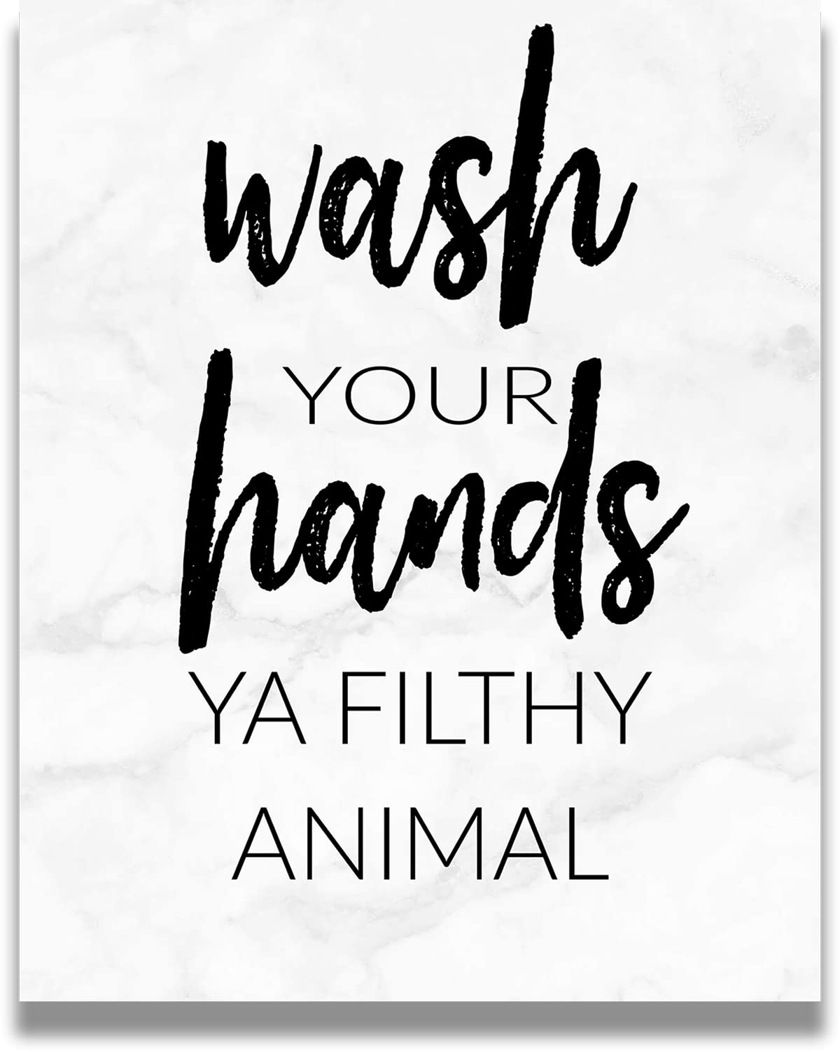 Funny Bathroom Wall Art - 'Wash Your Hands You Filthy Animal' Farmhouse Decor - 24x30 Ready to Hang Canvas - Powder Room & Guest Bathroom Wall Decor for Home, Office, or Restaurant