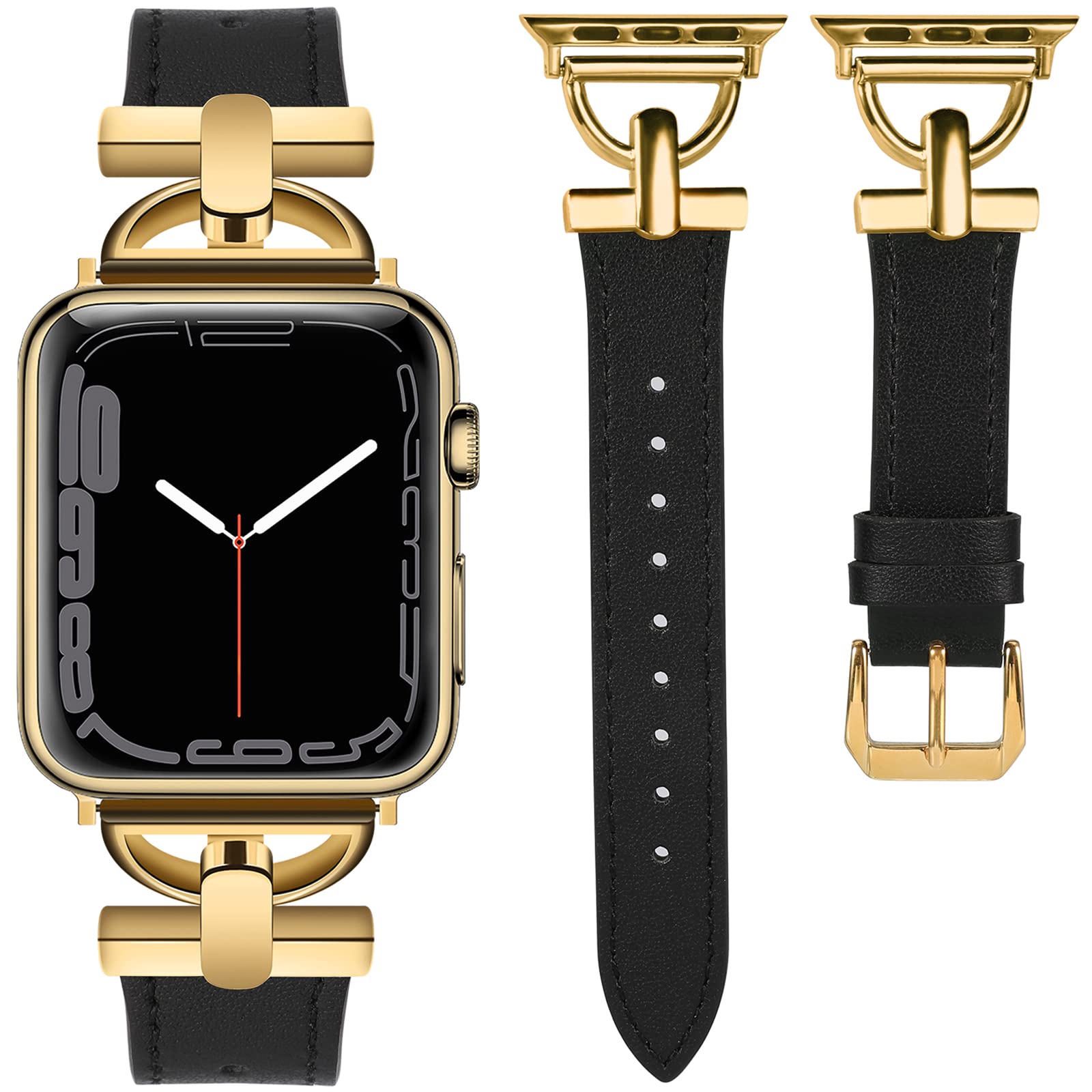 Premium Leather Band for Apple Watch - Compatible with Series 10/9/8/7/6/5/4/3/2/1/SE/Ultra (38mm 40mm 41mm 42mm 44mm 45mm 46mm 49mm) - Elegant Dressy Strap for Women & Men - Perfect for Business, Parties & Everyday Wear