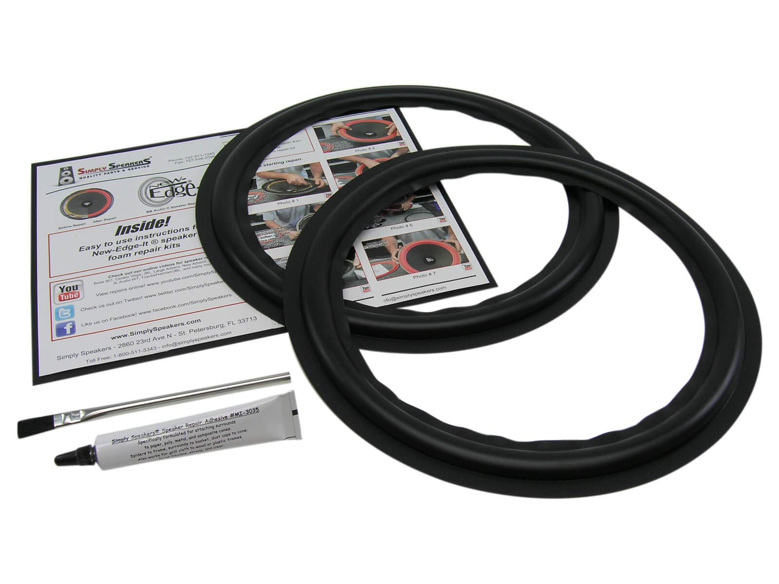 Rubber Edge 12 Inch Speaker Repair Kit RSK-12A (Pair) - High-Quality Replacement for Home Audio and Studio Monitors