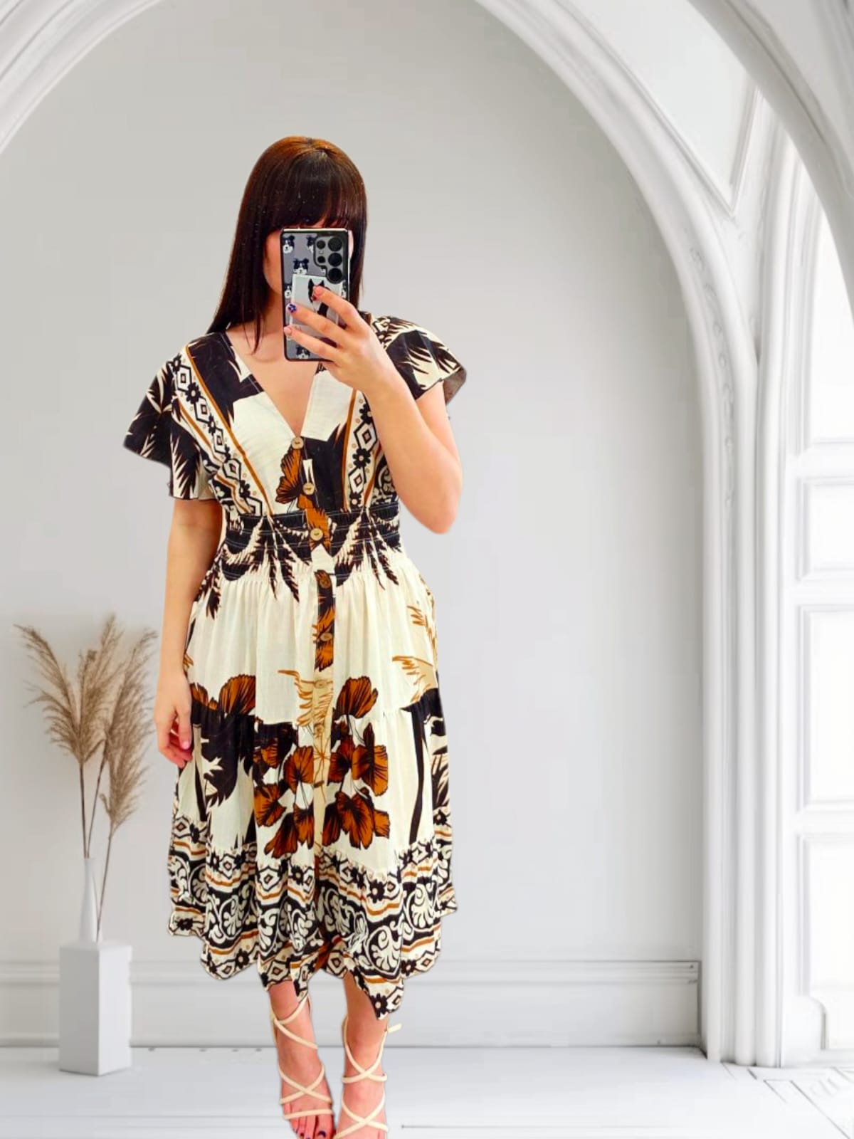 Talise Tropical Midi Dress - Floral Print Black Summer Dress for Women | Beach Vacation, Date Night & Casual Outings
