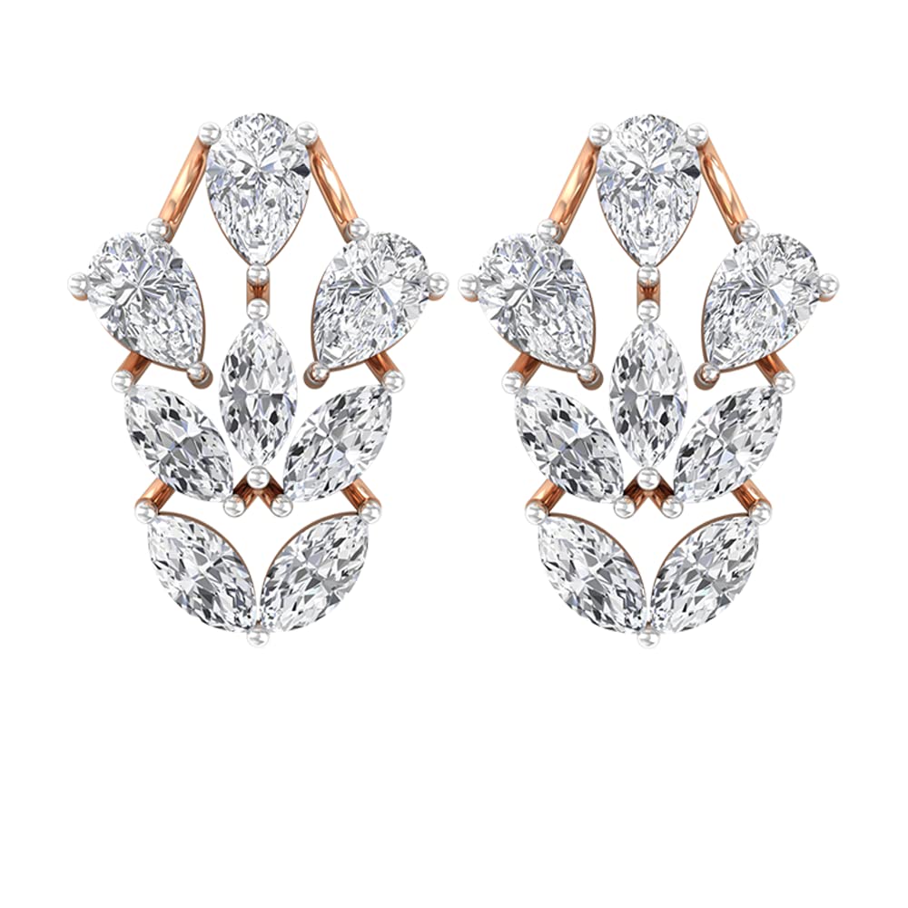 10K Solid Gold Zircon Stud Earrings for Women | Cubic Zirconia Cluster Statement Earrings | Perfect for Parties, Weddings & Everyday Elegance