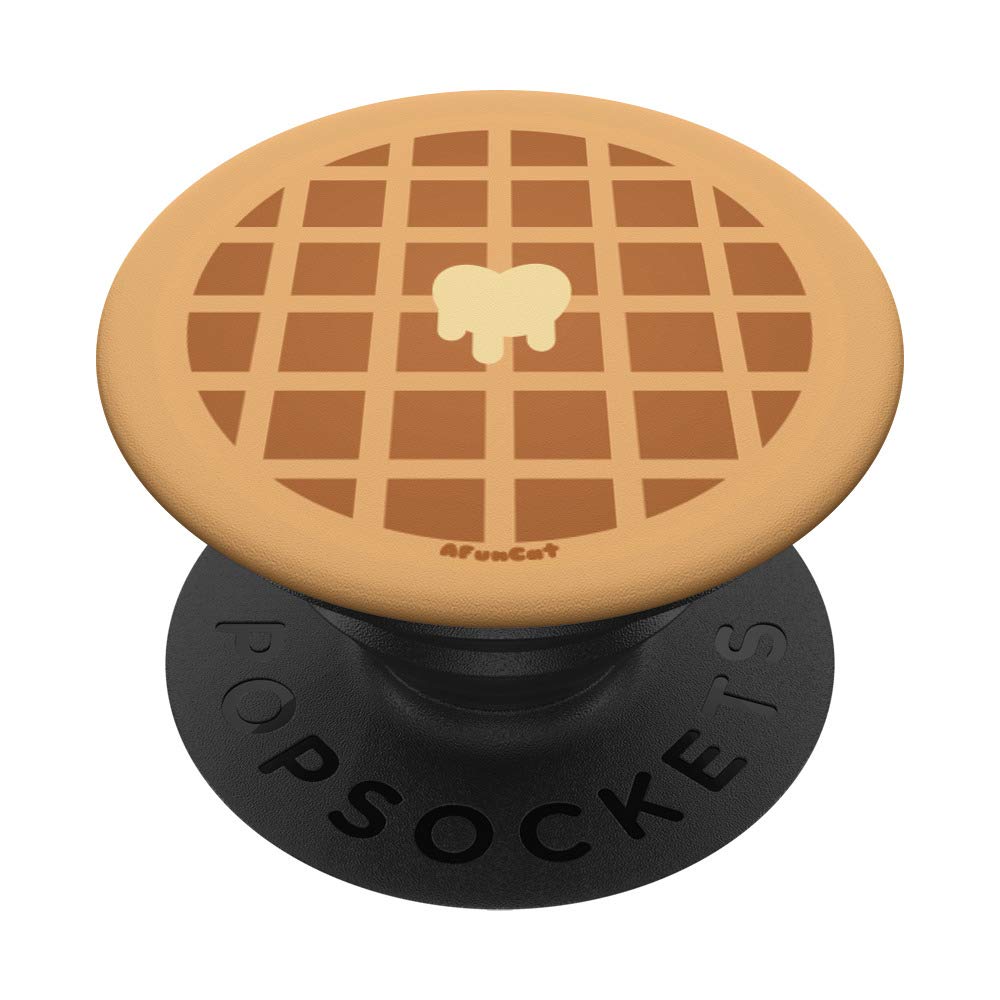 Buttery Waffle Kawaii Breakfast Butter Valentine's Day Heart PopSockets PopGrip - Swappable Phone Grip for iPhone, Samsung & Tablets - Perfect for Valentine Gifts, Breakfast in Bed & Kawaii Lovers
