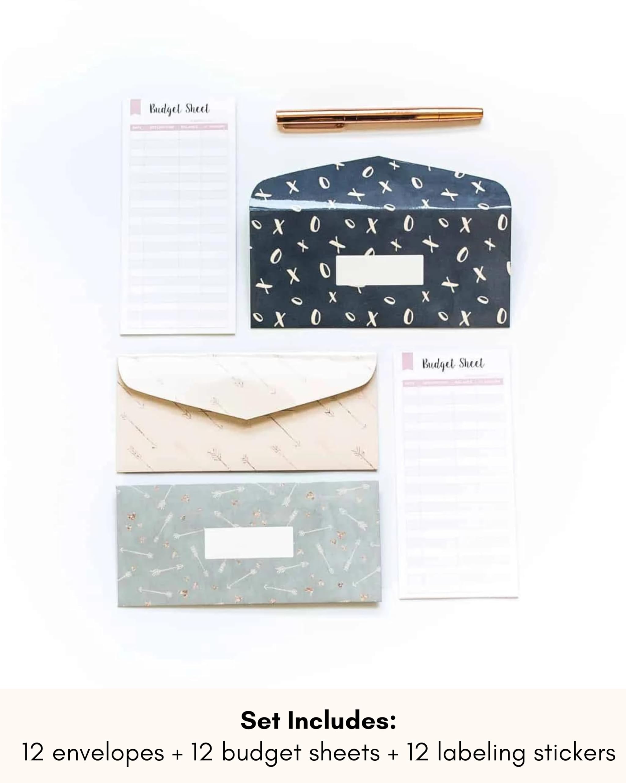 Lamare Cash Budget Envelopes System - 12 Pcs Money Saving Envelopes with Budget Sheets for Cash Budgeting & Financial Planning | Perfect for Groceries, Bills, and Savings Goals