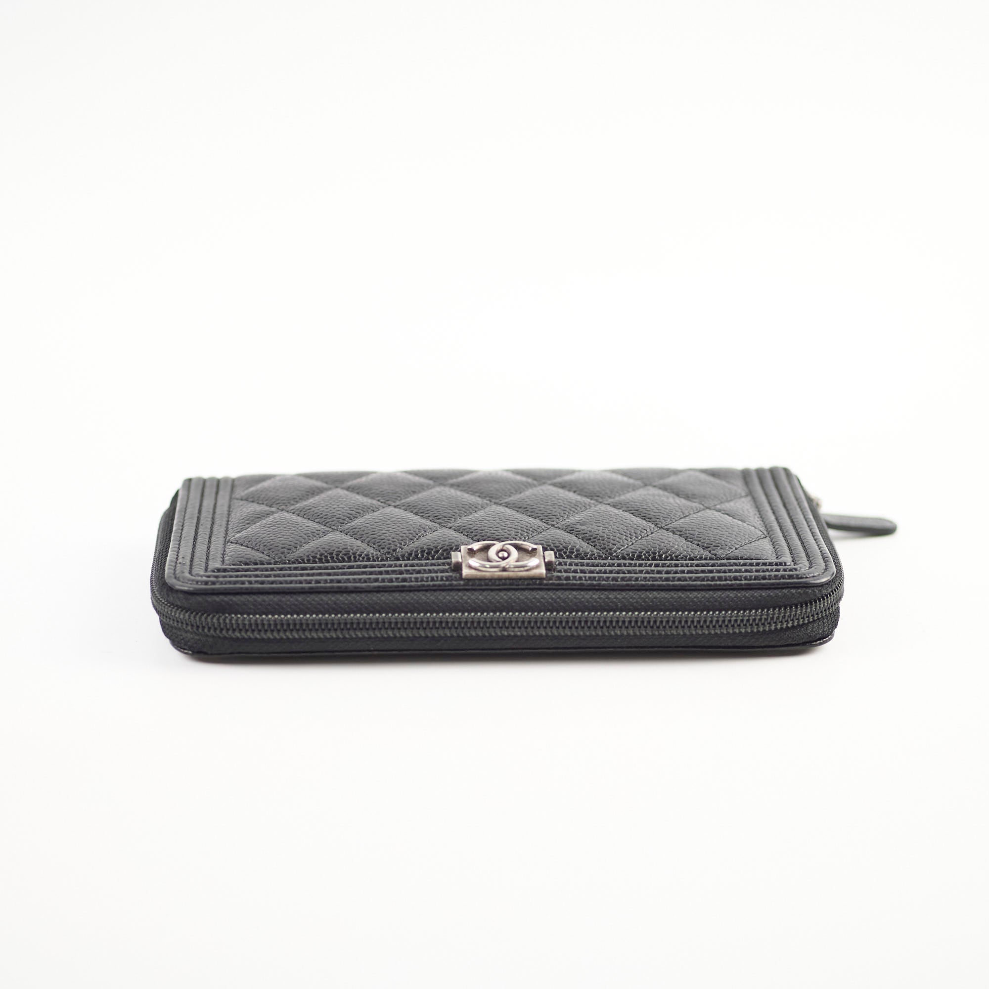 Chanel Boy Caviar Leather Long Wallet for Women - Black Luxury Designer Clutch with Card Slots - Perfect for Everyday Use, Parties & Special Occasions