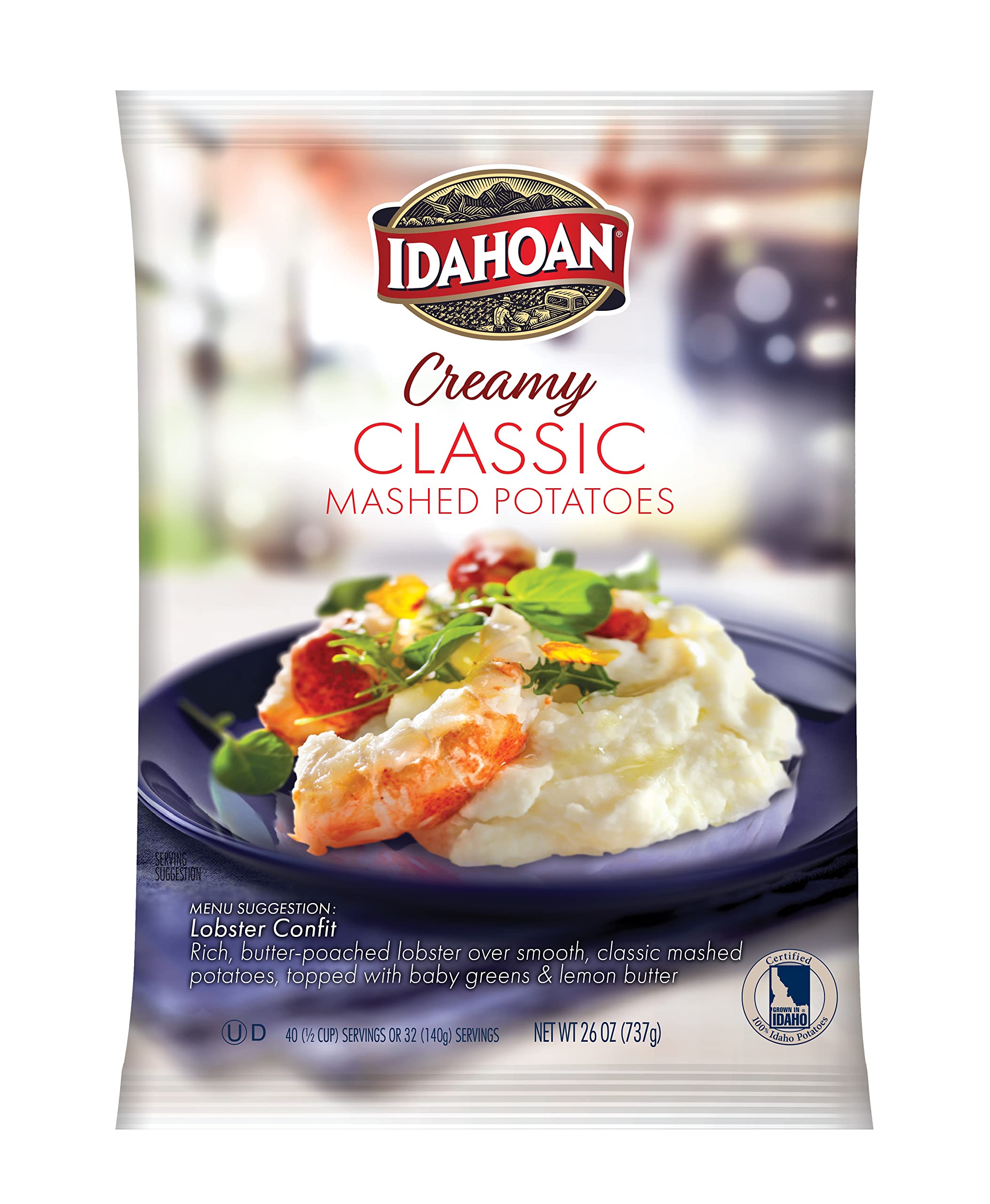 Idahoan Creamy Classic Mashed Potatoes - 26 oz Pouch (Pack of 12) | Instant Mashed Potato Mix | Easy Homemade Side Dish for Thanksgiving, Potlucks & Family Dinners