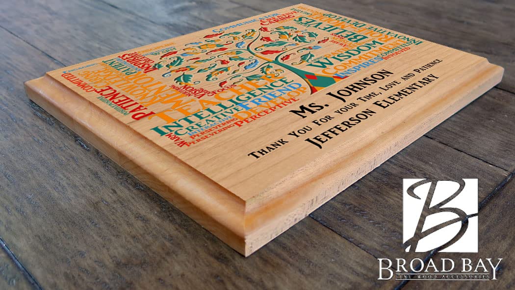 Personalized Teacher Appreciation Plaque - Solid Wood Engraved Gift for Educators - Made in USA - Perfect for Teacher's Day, Retirement & Thank You Gifts