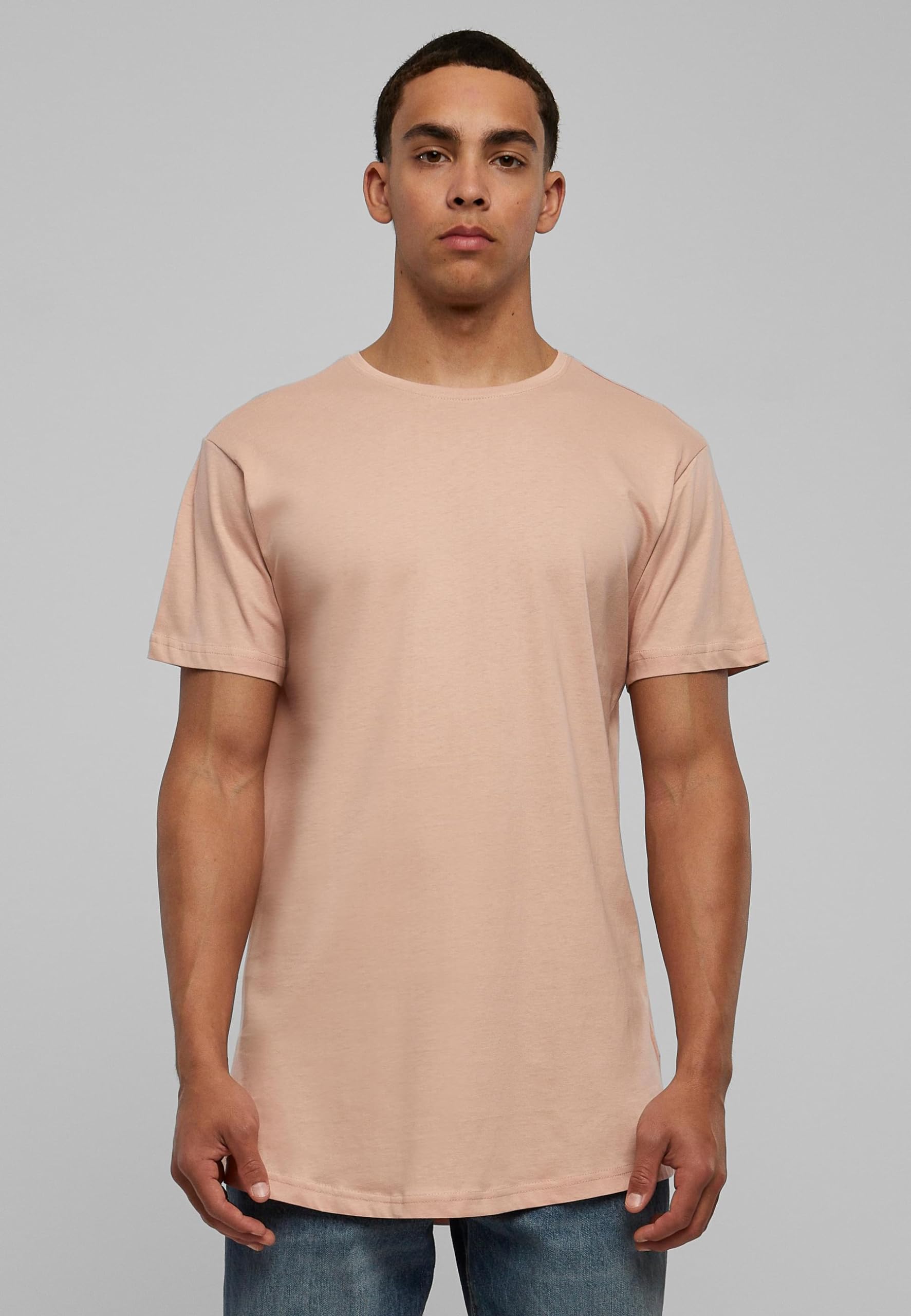 Stylish Shaped Long Tee in Light Rose - Size M | Trendy Women's Casual T-Shirt for Everyday Wear & Layering