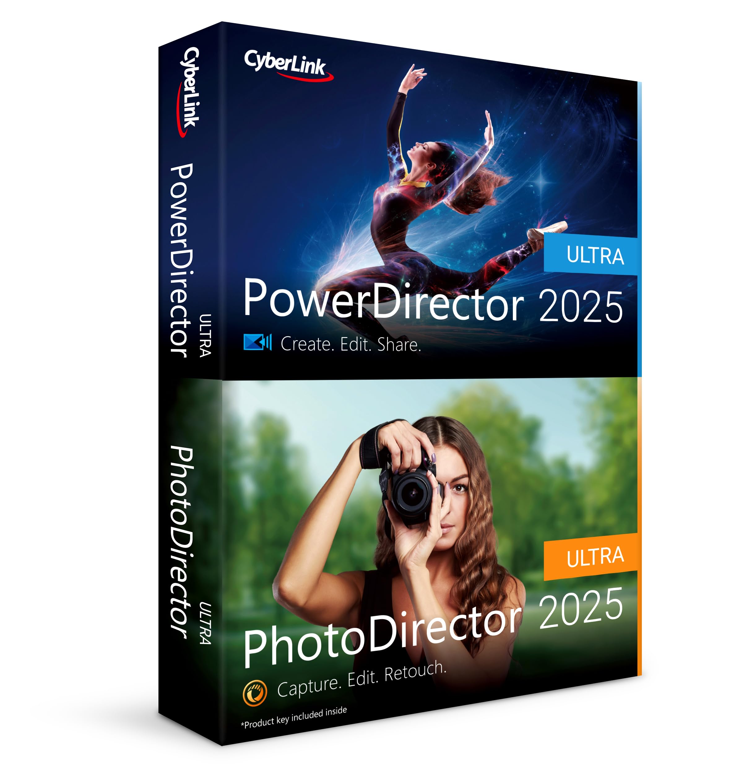 CyberLink PowerDirector & PhotoDirector 2025 Ultra - Professional AI Video Editor & Photo Editing Software for Windows PC | Create Stunning Videos, Slideshows | Screen Recording Tool | Download Code Included | Perfect for YouTube Creators, Vloggers & Photographers