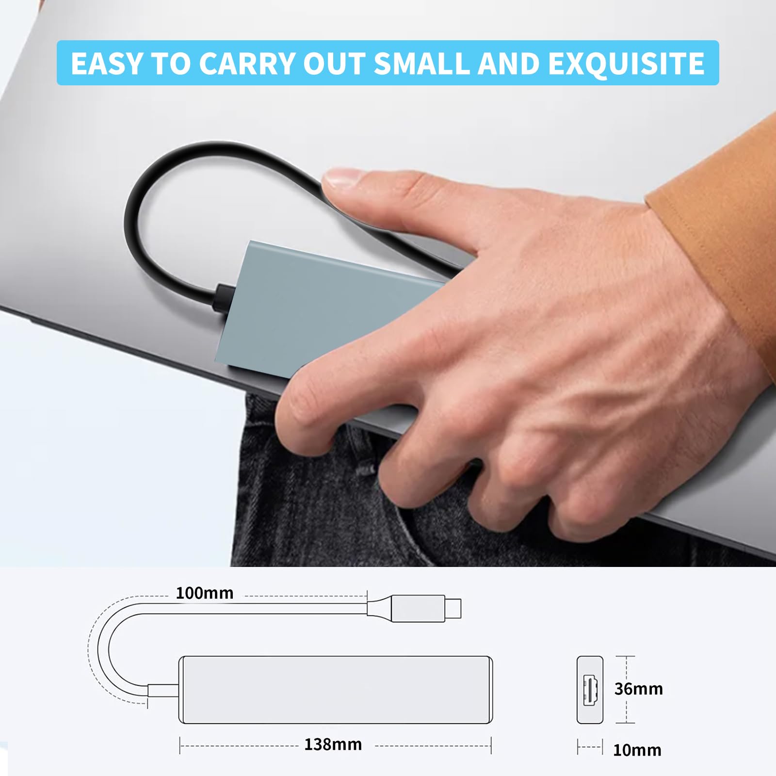 7-in-1 USB C Hub Multiport Adapter with 4K HDMI, SD/TF Card Reader, USB 3.1, 2x USB 2.0, 100W PD - Compatible with MacBook Pro 2022-2019, Surface Book - Perfect for Work, Travel & Home Office