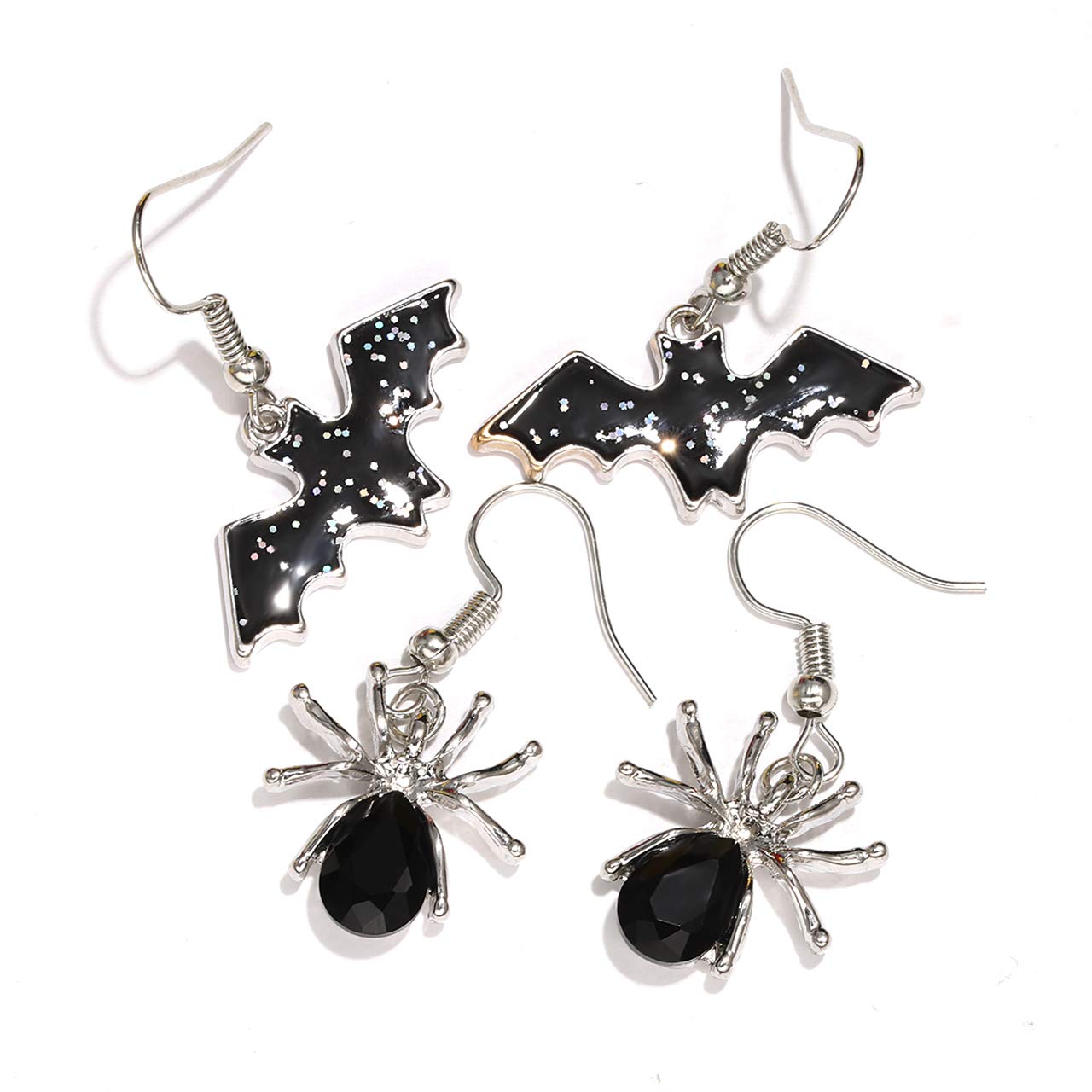 Spooky Halloween Drop Dangle Earrings Set - Pumpkin Ghost Spider Bat Cat Hook Earrings for Women | Perfect for Halloween Parties, Costume Accessories & Gift Giving