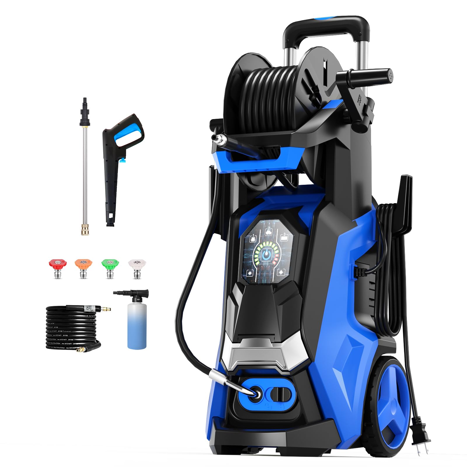 5000 PSI 3.5 GPM Electric Pressure Washer with Touch Screen & Adjustable Pressure - Includes 4 Nozzles & 500ml Foam Cannon for Deep Cleaning Patios, Driveways, Decks & Outdoor Surfaces | Perfect for Home & Commercial Use