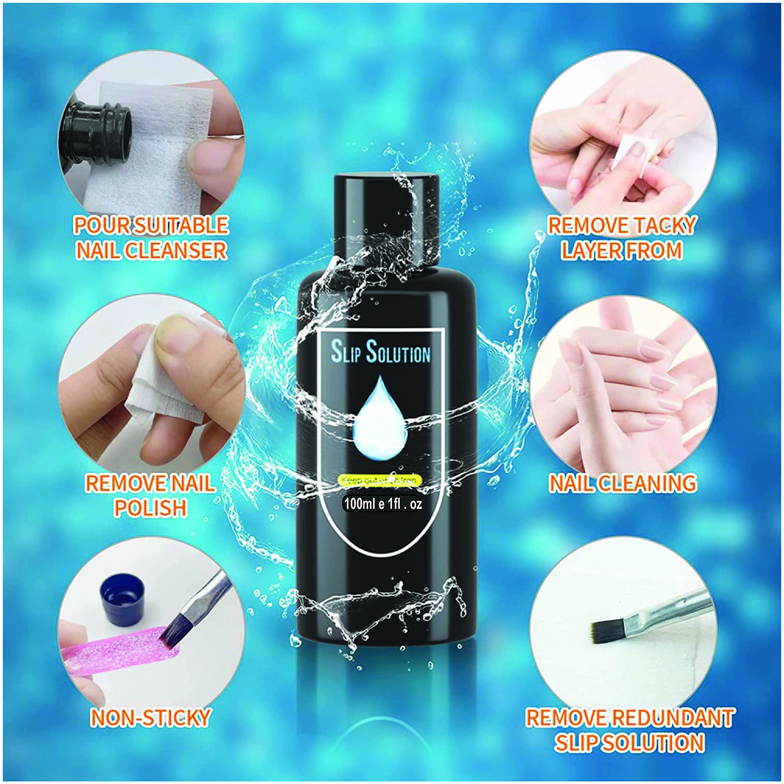 Professional Poly Gel Nail Kit with Slip Solution - 100ml Poly Extension Gel & Liquid Slip Solution for Strong Nails | Includes Brush & 5pcs Nail Tips Clip | Perfect for Salon, Home Manicures & Nail Extensions