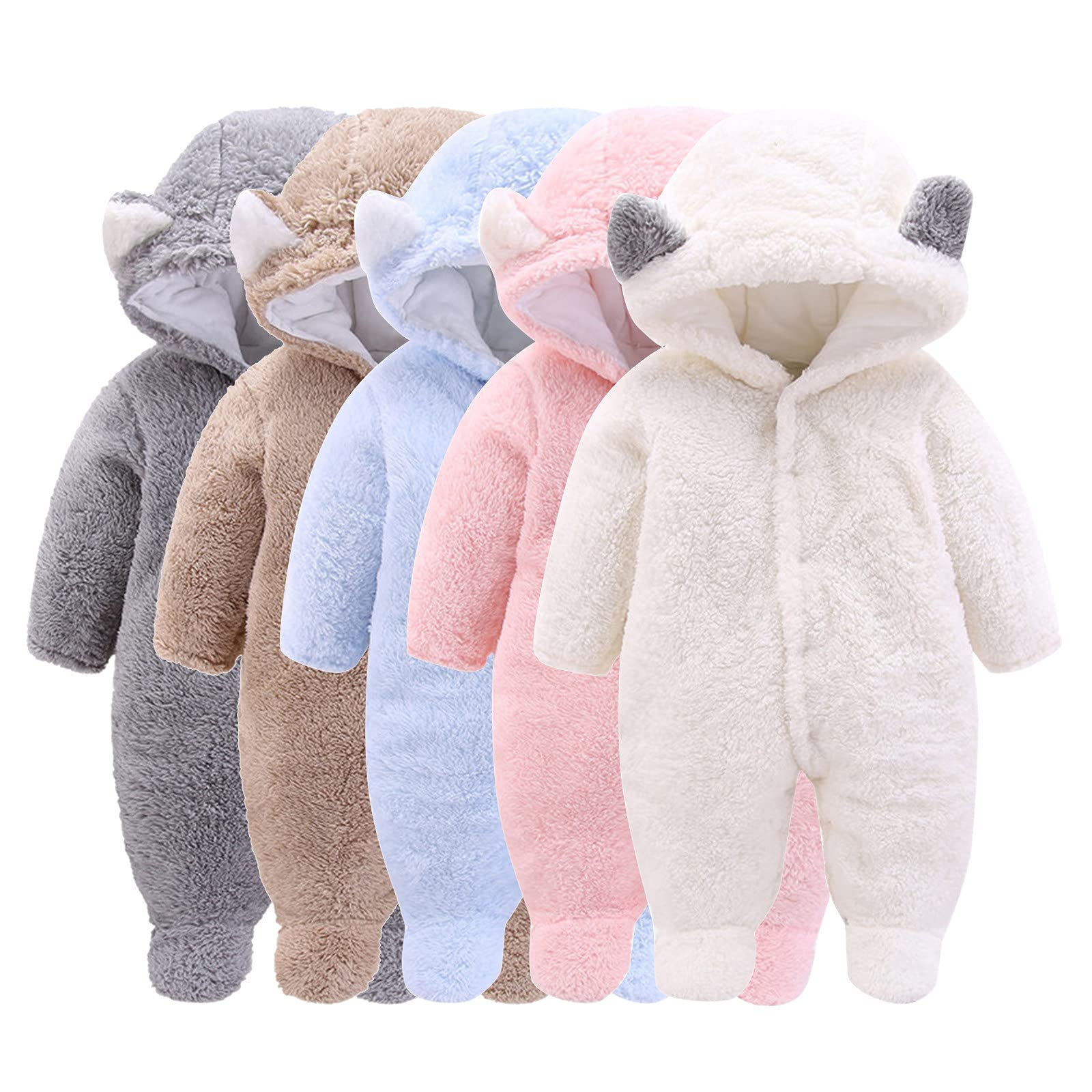 JMMSlmax Cute Fleece Hooded Snowsuit Jumpsuit for Baby Toddler & Newborn - Winter Outfits for Girls & Boys | Perfect for Snow Play, Outdoor Adventures & Cold Weather