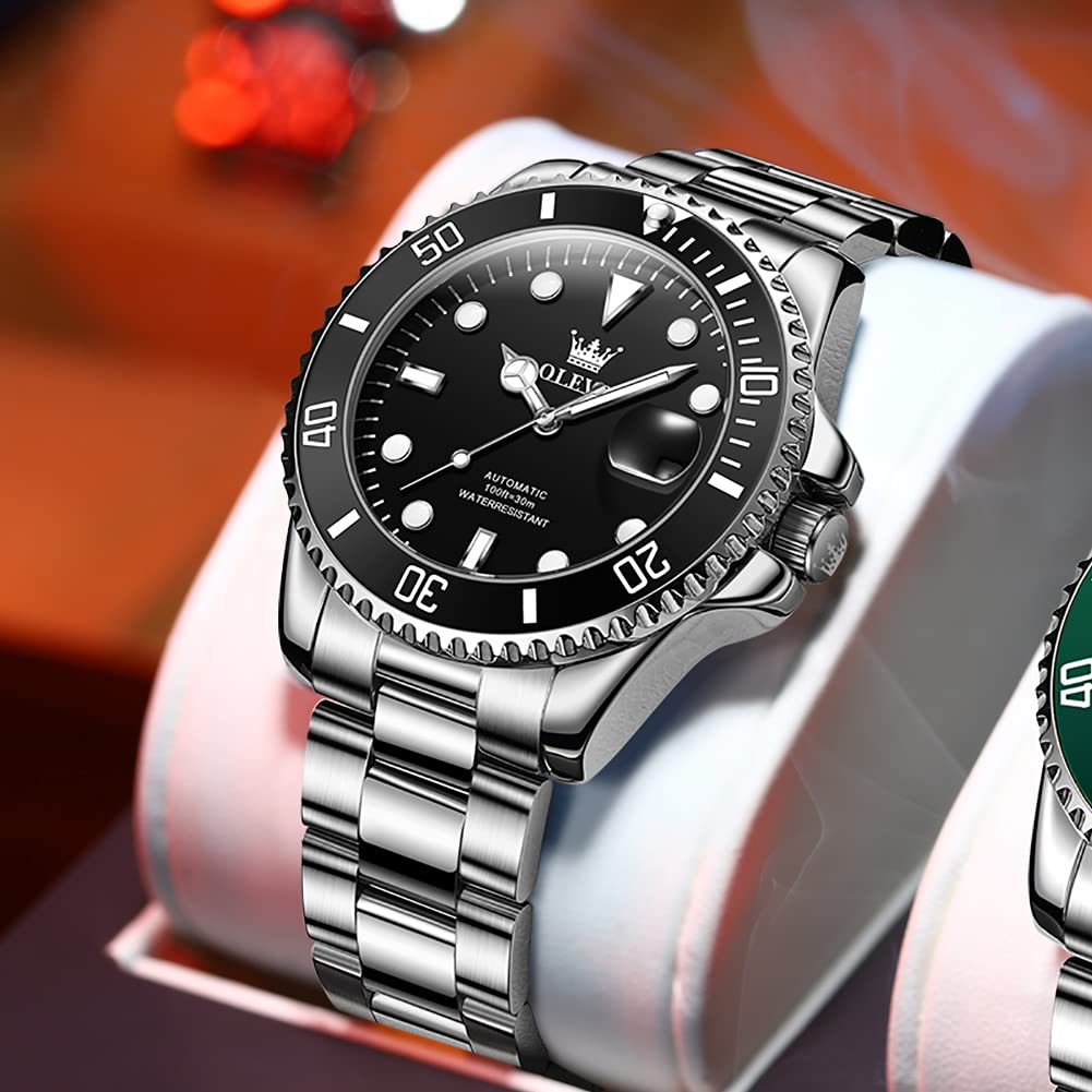 OLEVS Automatic Self-Winding Mechanical Watch for Men - Luxury Stainless Steel Dress Watch with No Battery Needed | Perfect for Business, Formal Events & Everyday Wear