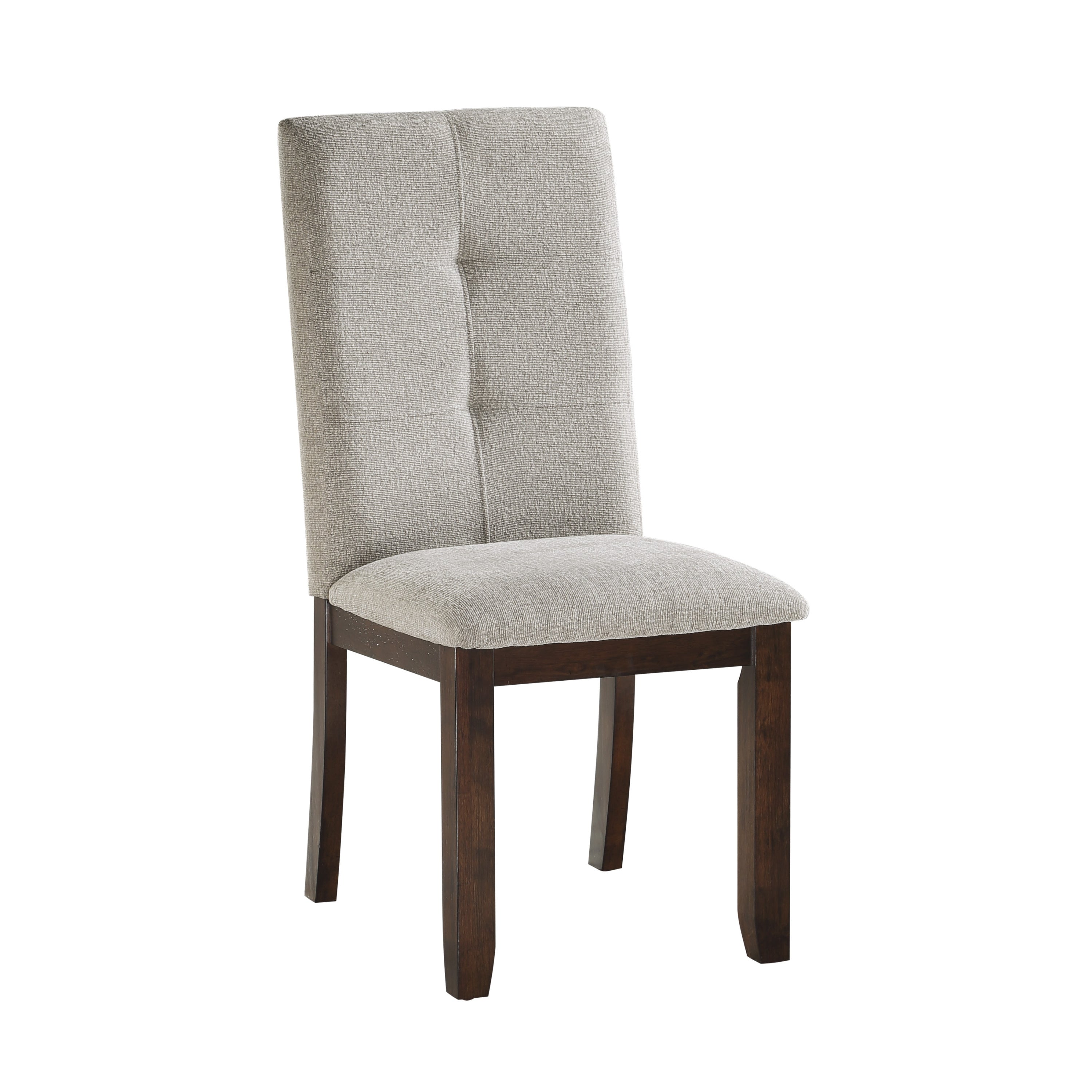 Dark Cherry Finish Chenille Upholstered Dining Chairs Set of 2 - Tufted Back Wood Frame Kitchen Chairs for Dining Room & Breakfast Nook