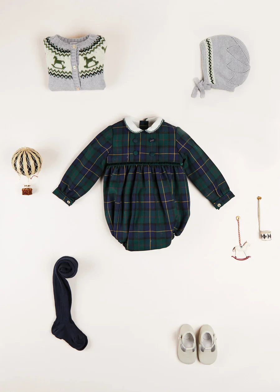 Windsor Tartan Romper for Baby Boys - Stylish & Comfortable Outfit for Holidays, Photos & Special Occasions