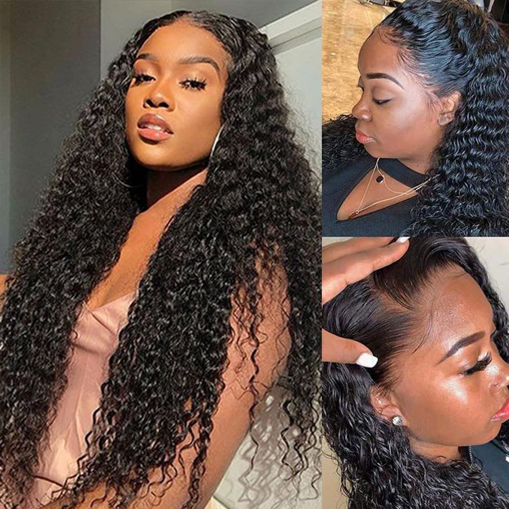 30 Inch 13x6 Lace Front Wigs Human Hair Deep Wave - Pre Plucked with Baby Hair 180% Density Glueless Curly Wig Natural Color - Perfect for Daily Wear, Cosplay, and Special Occasions