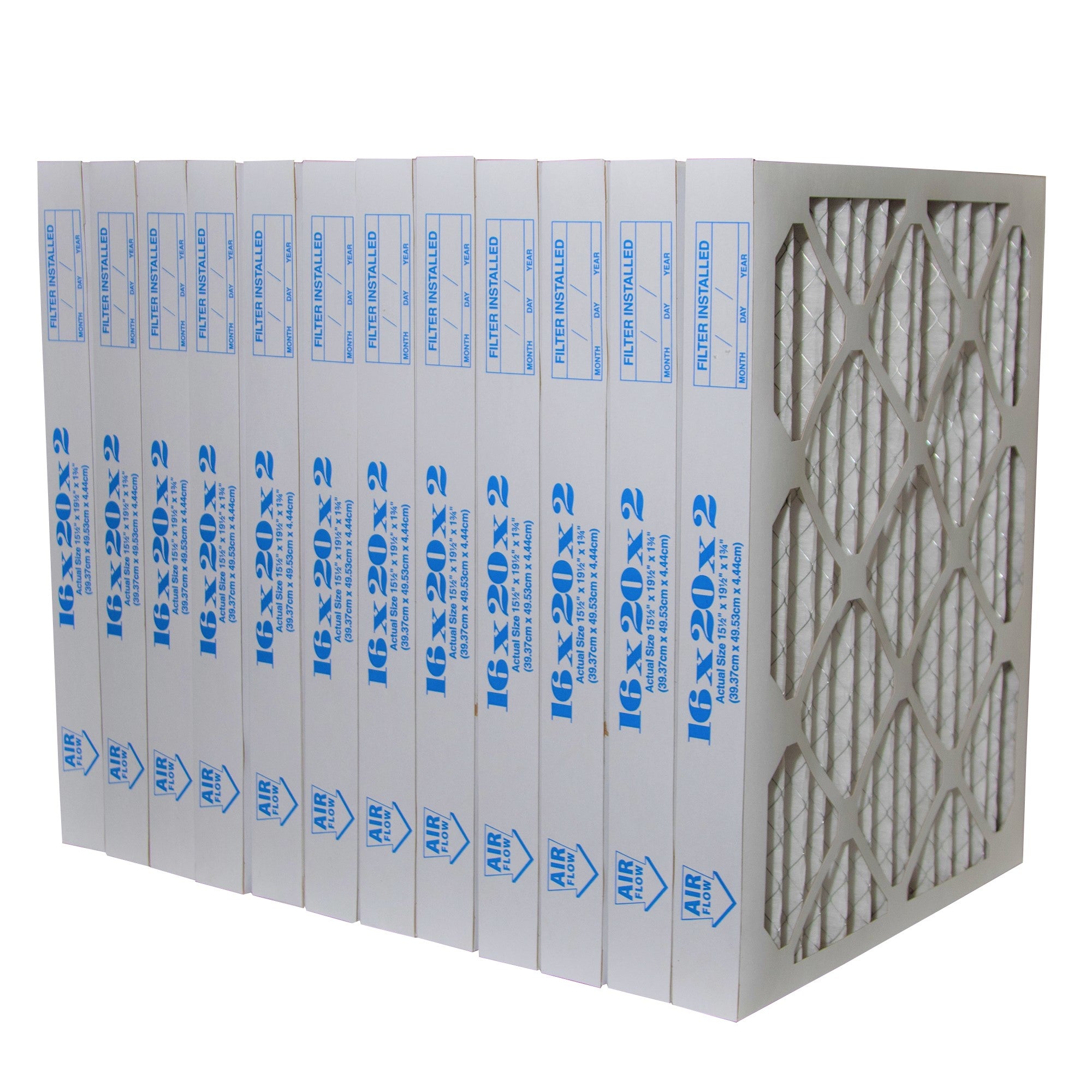 16x20x2 MERV 8 Pleated Air Filters - Case of 12 | High Efficiency Furnace & AC Filters for Home, Office & Commercial Use | Improves Indoor Air Quality & Reduces Dust