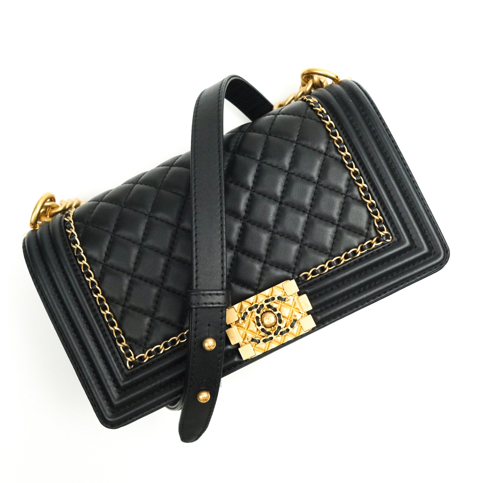 Chanel Boy Quilted Medium Black Calfskin Gold Hardware 20C Bag - Luxury Designer Handbag for Women | Perfect for Evening Events, Parties & Fashion Outfits