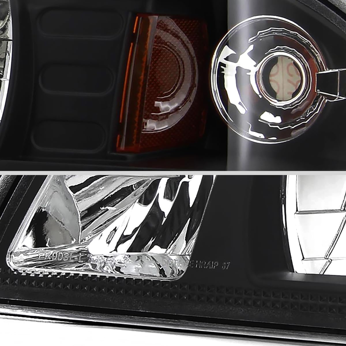 Ford Mustang 1987-1993 Replacement Headlights - Black Euro 1-Piece Style Lamps | Perfect for Restoration & Night Driving