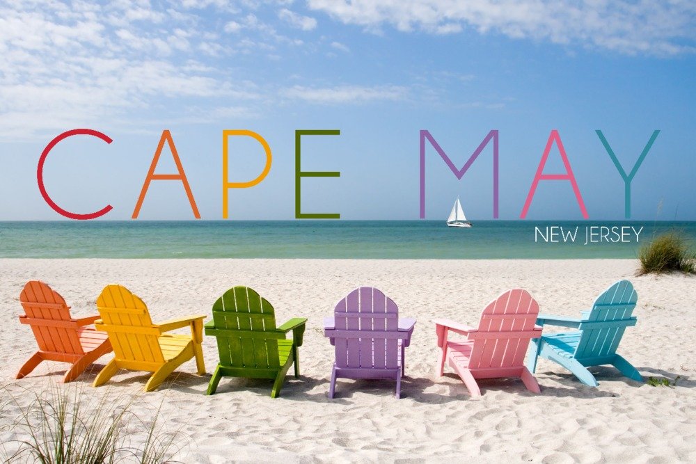 Vibrant Cape May New Jersey Beach Chairs Art Print - 36x54 Giclee Gallery Quality Travel Poster for Coastal Wall Decor | Perfect for Beach House, Living Room & Vacation Home Decor