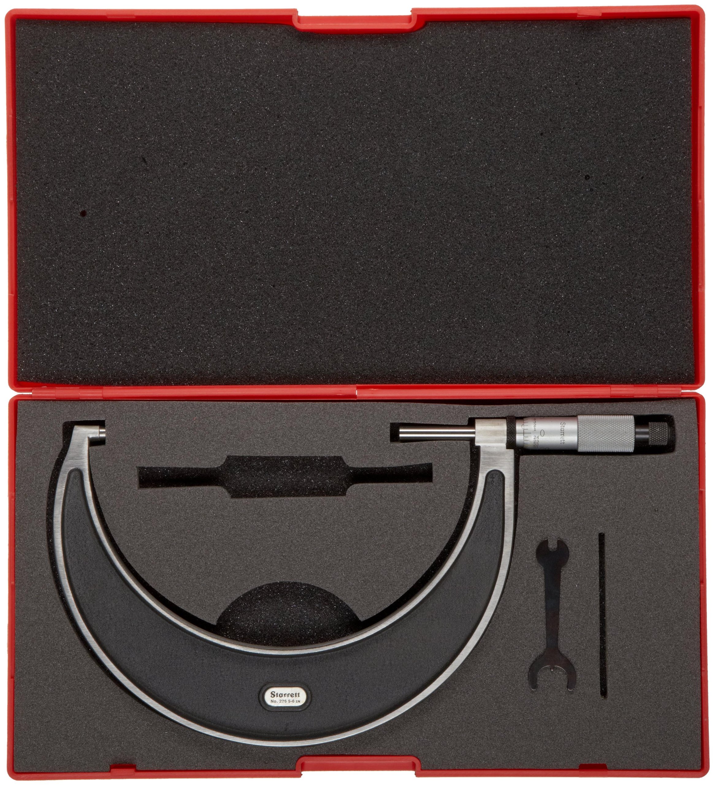 Starrett 226RL-5 Precision Outside Micrometer 4-5 Inch Range with Ratchet Stop & Lock Nut - 0.001