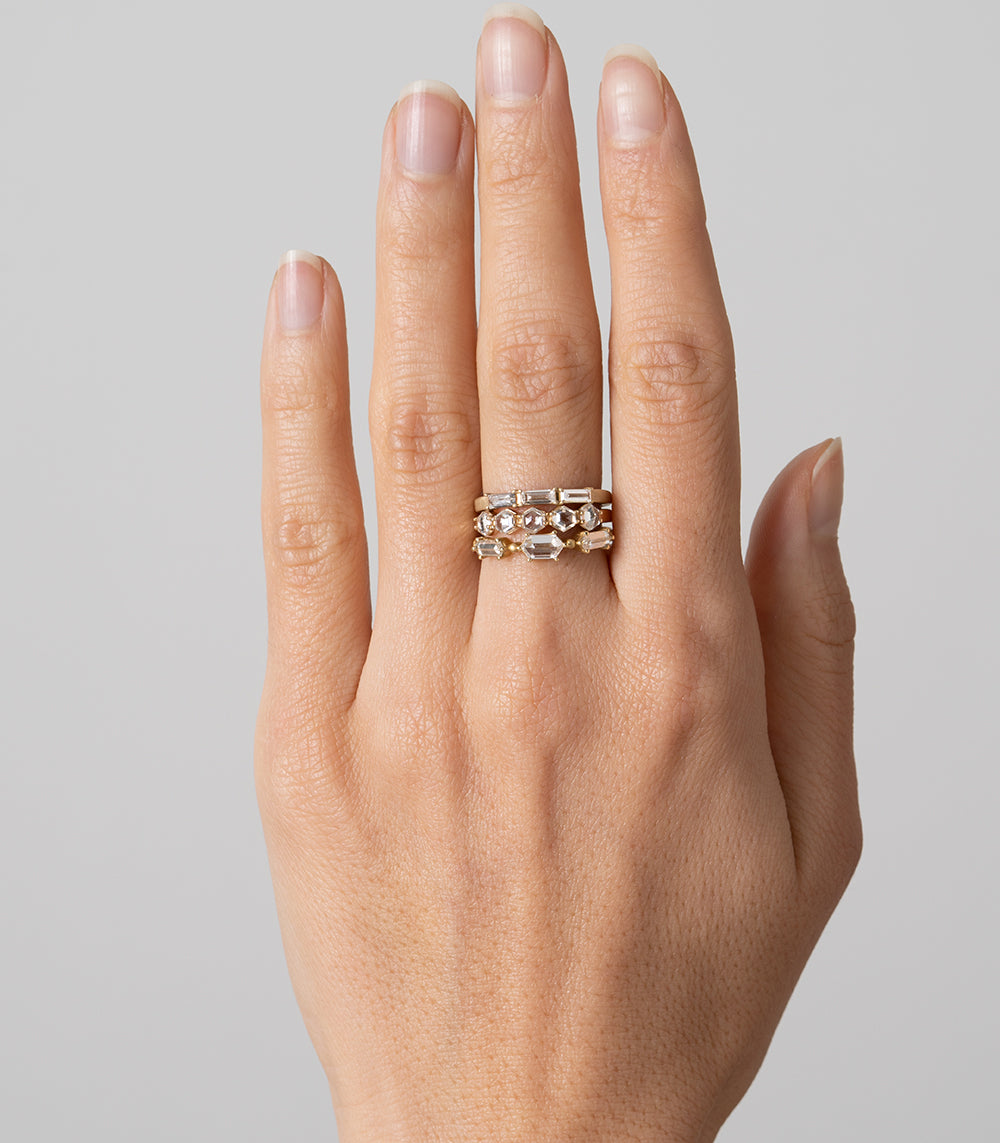 Stardust Three Baguette Diamond Wedding Band - Elegant Stackable Ring for Women, Anniversary & Engagement Jewelry Gift | Perfect for Bridal Sets, Proposals & Special Occasions