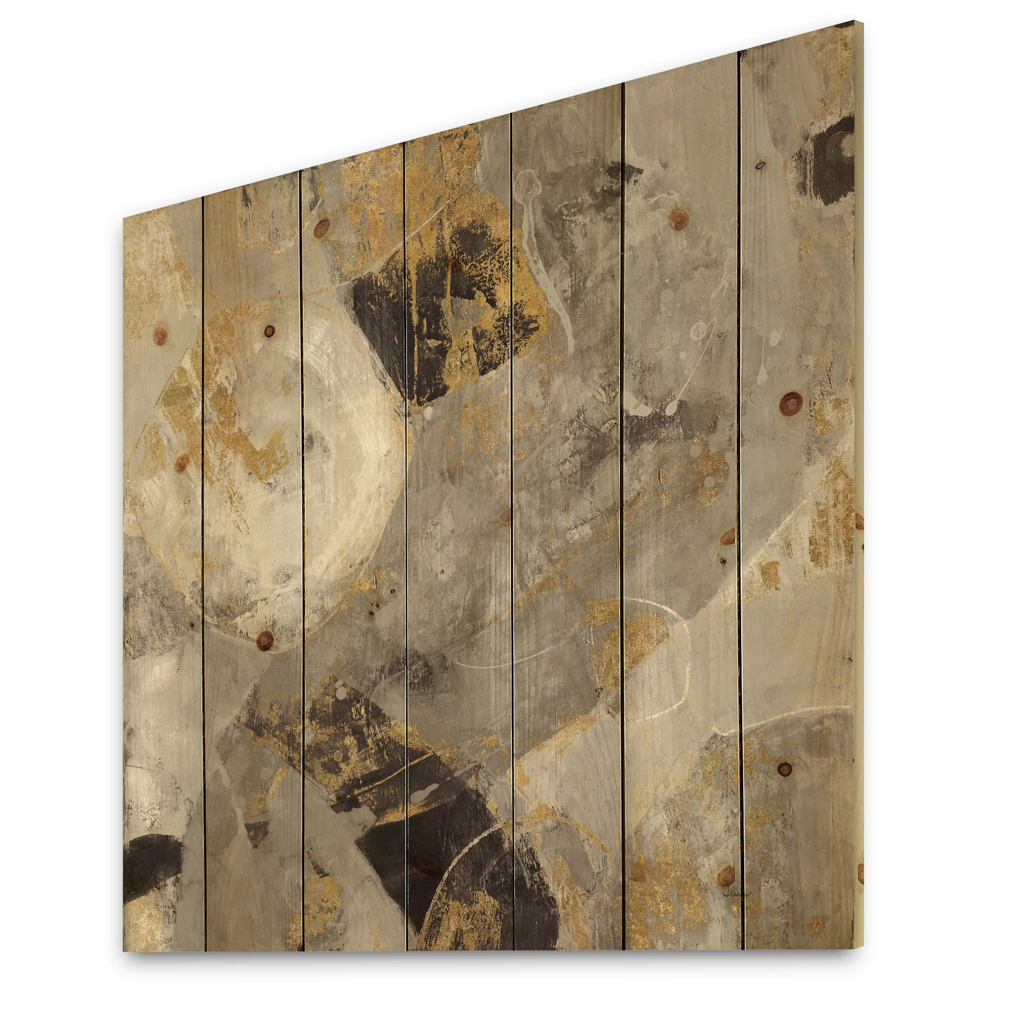Modern Gold Wood Wall Art - Large Abstract Desert Neutral Wall Decor Printed on Natural Pine Wood - Perfect for Living Room, Bedroom & Office Decor