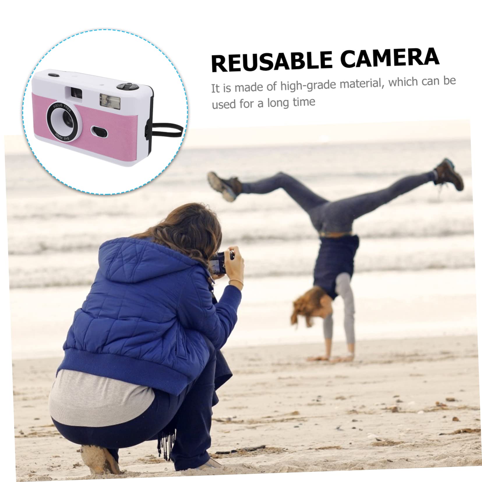 DOITOOL 8 Pack Retro Film Cameras - Mini Vintage Travel Camera with Built-in Flash, Reusable Plastic Camera for Photography Enthusiasts (Macaron White) - Perfect for Travel, Parties, and Vintage Photography Projects