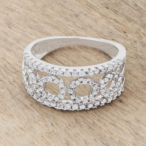 0.5ct Cubic Zirconia Rhodium Plated Contemporary Wedding Band Ring for Women - Elegant Stackable Ring for Bridal, Anniversary & Everyday Wear