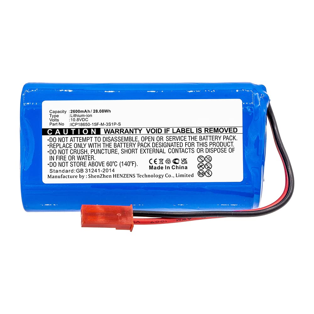 Synergy Digital 10.8V 2600mAh Li-ion Replacement Battery for Evolution SR2001 & Medion Vacuum Cleaners - Ultra High Capacity Power Supply for Deep Cleaning Carpets, Floors, and Pet Hair Removal