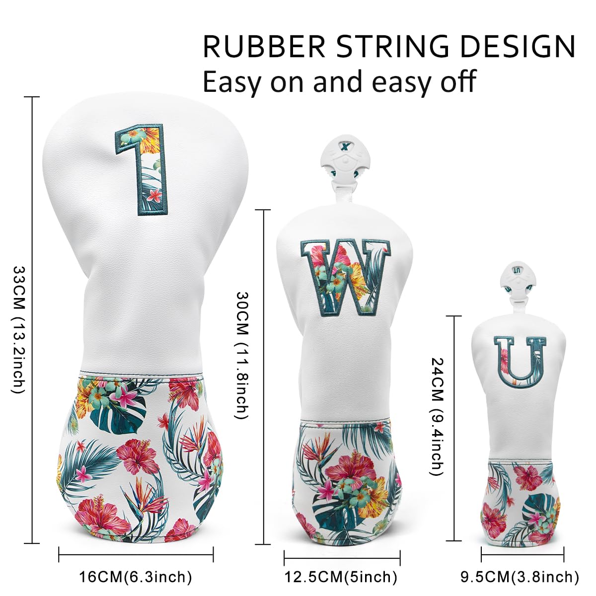 Golf Club Headcovers Set - Driver, 3 Wood & Hybrid Covers - Perfect Golf Gifts for Men & Women on Course