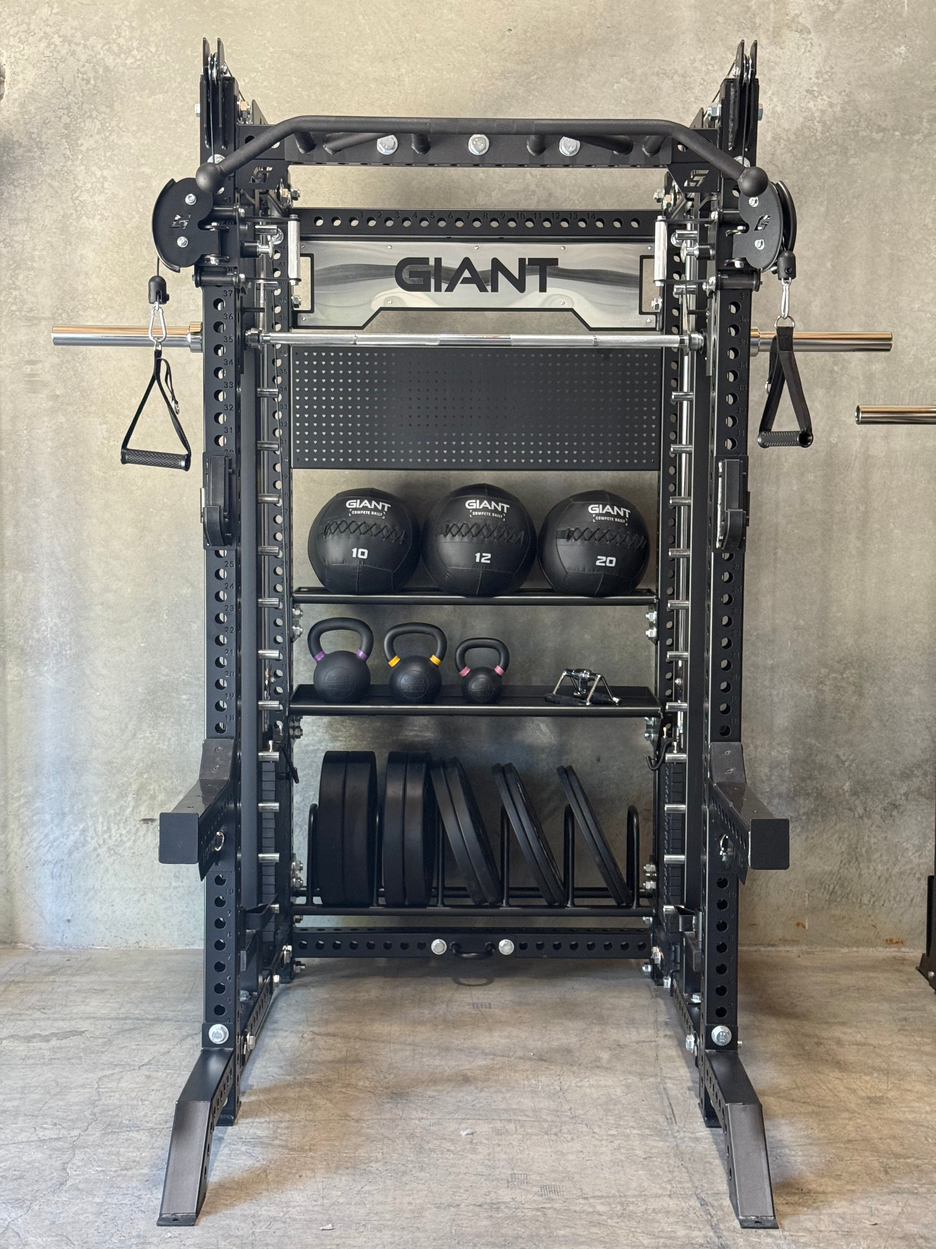 GIANT Grizzly Half Rack Functional Trainer with Smith Machine - Premium Home Gym Equipment for Strength Training & Weightlifting | Perfect for Home Workouts & Personal Fitness Studios