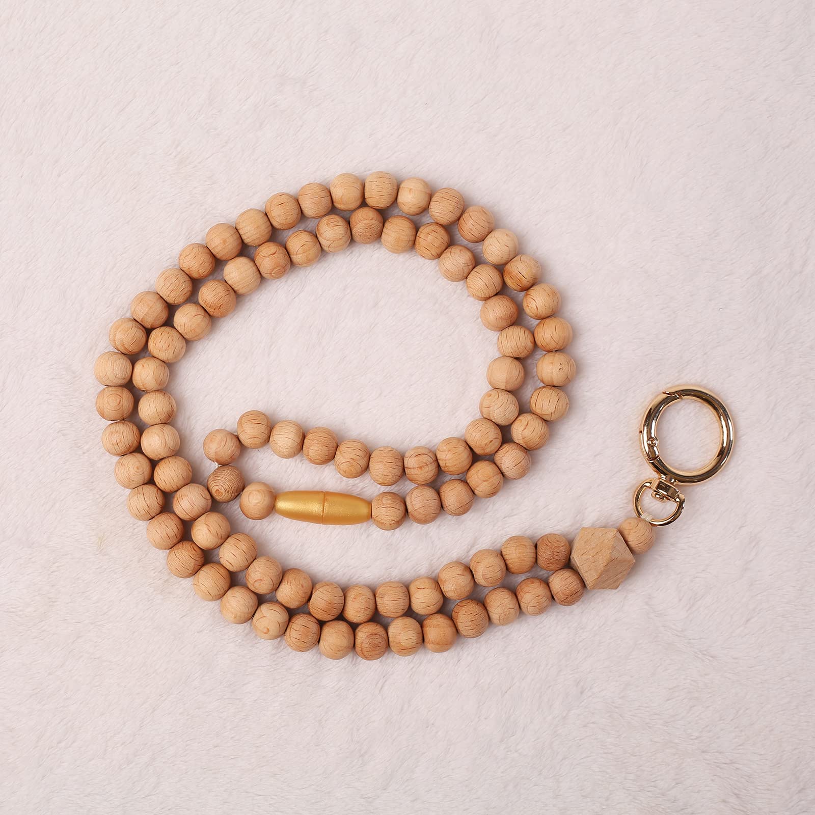 Boho Beaded Lanyard for Teachers & Nurses - Wooden Badge Holder for Work