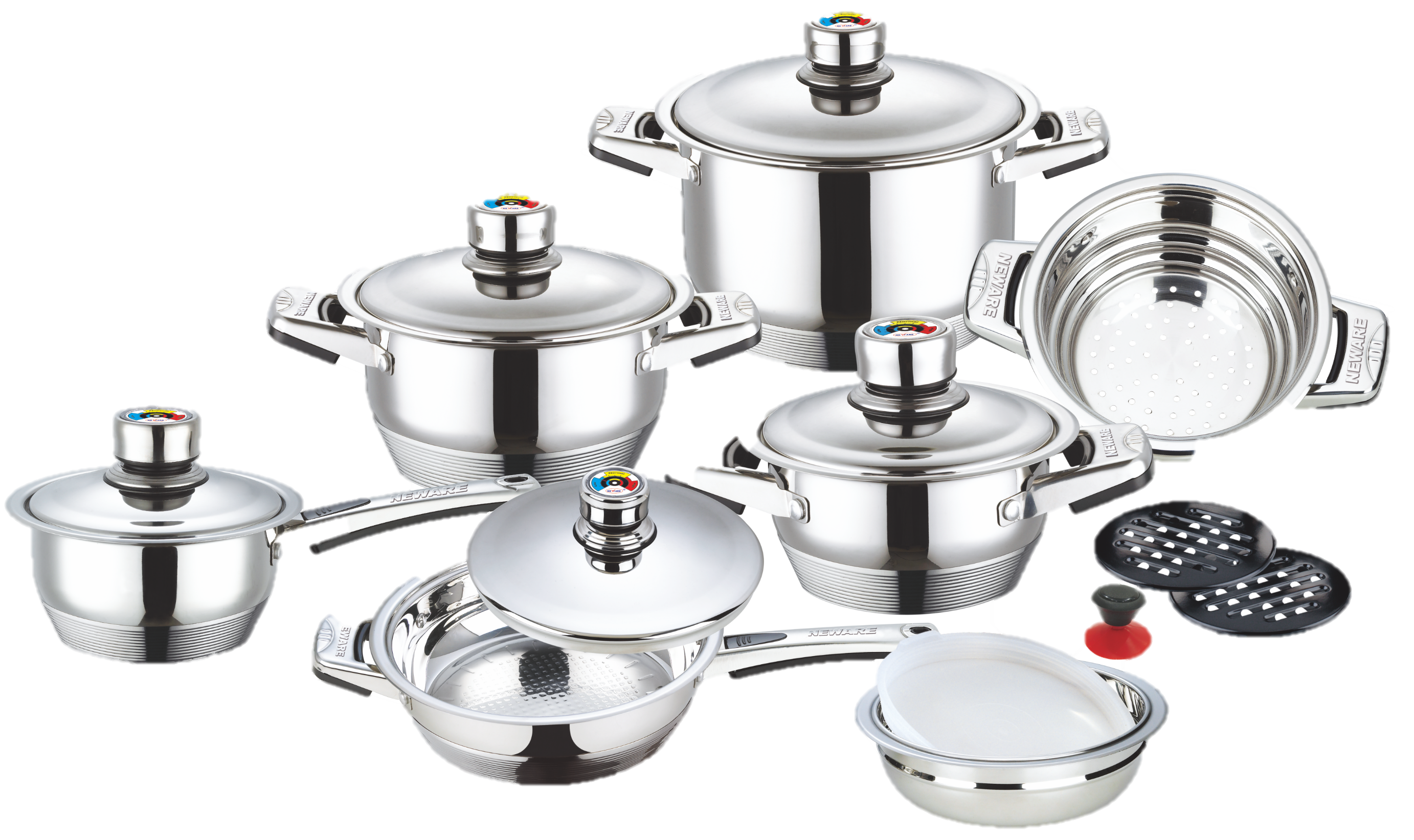 16-Piece Stainless Steel Cookware Set - Nonstick Pots & Pans with Lids - Perfect for Home Cooking, Professional Kitchens & Gift Giving