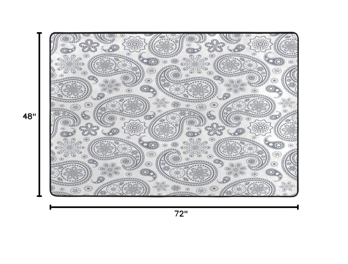 Non-Slip Large Area Rug 72x48 Inch - Soft Paisley Print Indoor Floor Mat for Bedroom, Living Room & Sofa | Home Decor Carpet with Anti-Skid Backing for Comfort and Safety