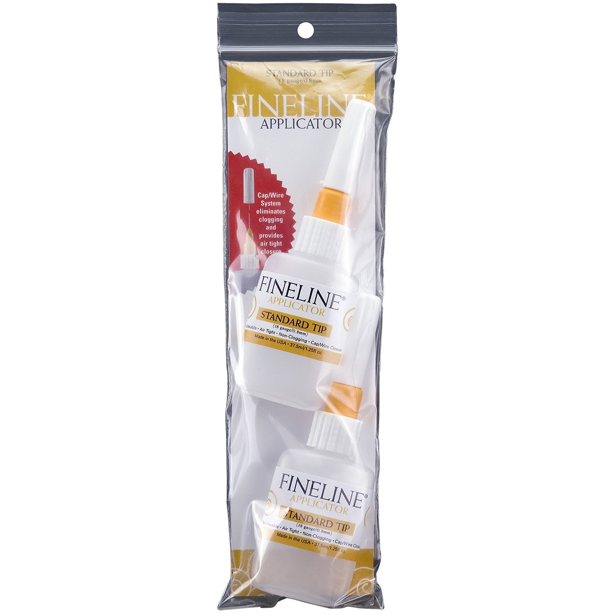 Fine Line Applicators 2-Pack - 18-Gauge Precision Tip Applicator Bottles (1.25 oz) for Nail Art, Glue, Epoxy & Crafts - FL2023 Professional Beauty & DIY Supplies