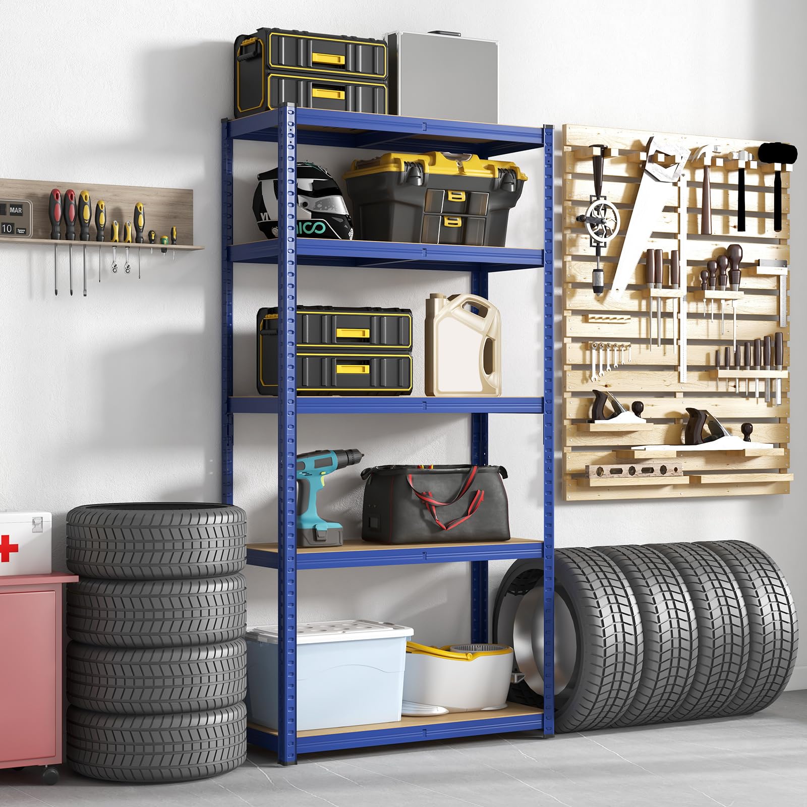 Giantex 5-Tier Heavy Duty Metal Storage Shelves - Adjustable Height Garage Shelving Unit with Anti-Tipping Design, 2000 lbs Capacity - Perfect for Shop, Kitchen, Garage, Warehouse & Office Organization