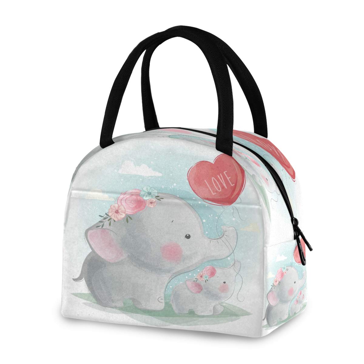Blueangle Insulated Lunch Bag for Women - Reusable Thermal Tote Box for Mommy & Baby Elephant Design, Perfect for Work, School & Picnics - Ideal Mother's Day Gift