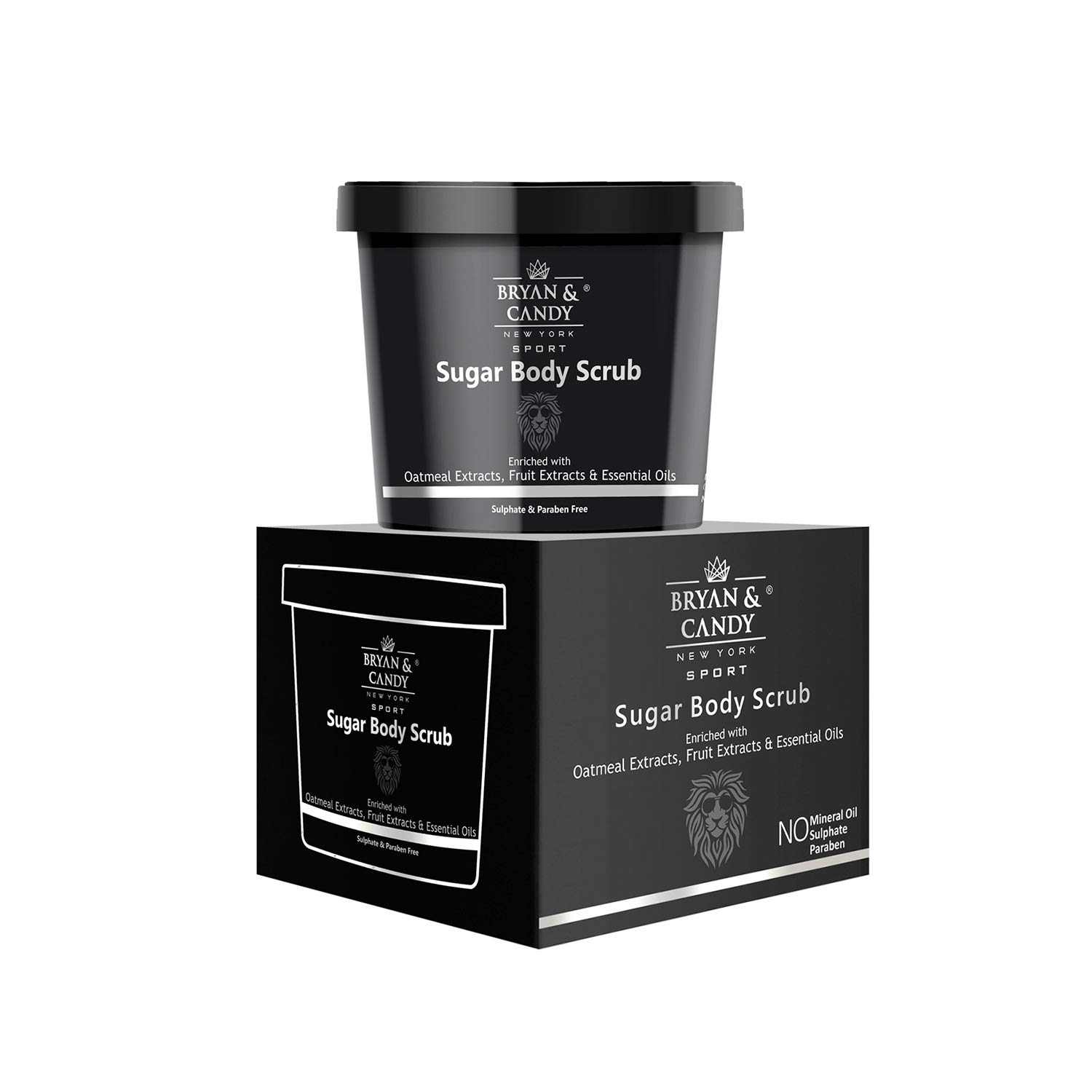 Bryan & Candy New York Lion Series Lemon Thyme & Spearmint Sugar Body Scrub with Argan Oil - Exfoliating Dead Skin Cells for Radiant Skin - 100g | Perfect for Spa Day, Gift Sets & At-Home Skincare Routine