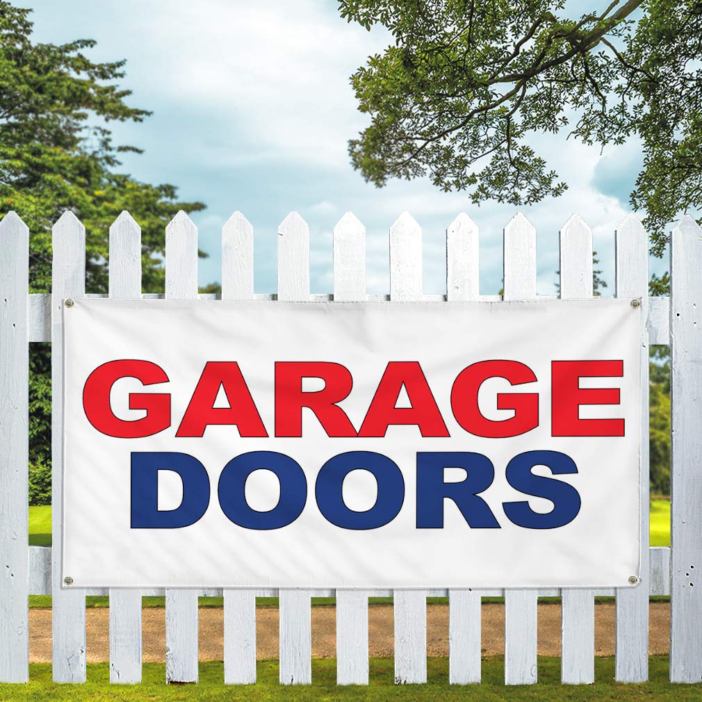Custom Vinyl Banners for Garage Doors & Business Signs - Weatherproof Outdoor Yard Signs (60x144 Inches) with 10 Grommets - Red & Blue Options - Perfect for Storefronts, Events & Industrial Use